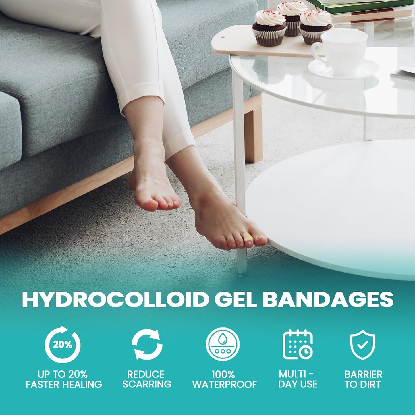 Blister Pads - 28 ct Water Resistant Hydrocolloid Bandages for Foot, Toe, Heel - Gel Cushions for Prevention & Recovery, Toe Pack