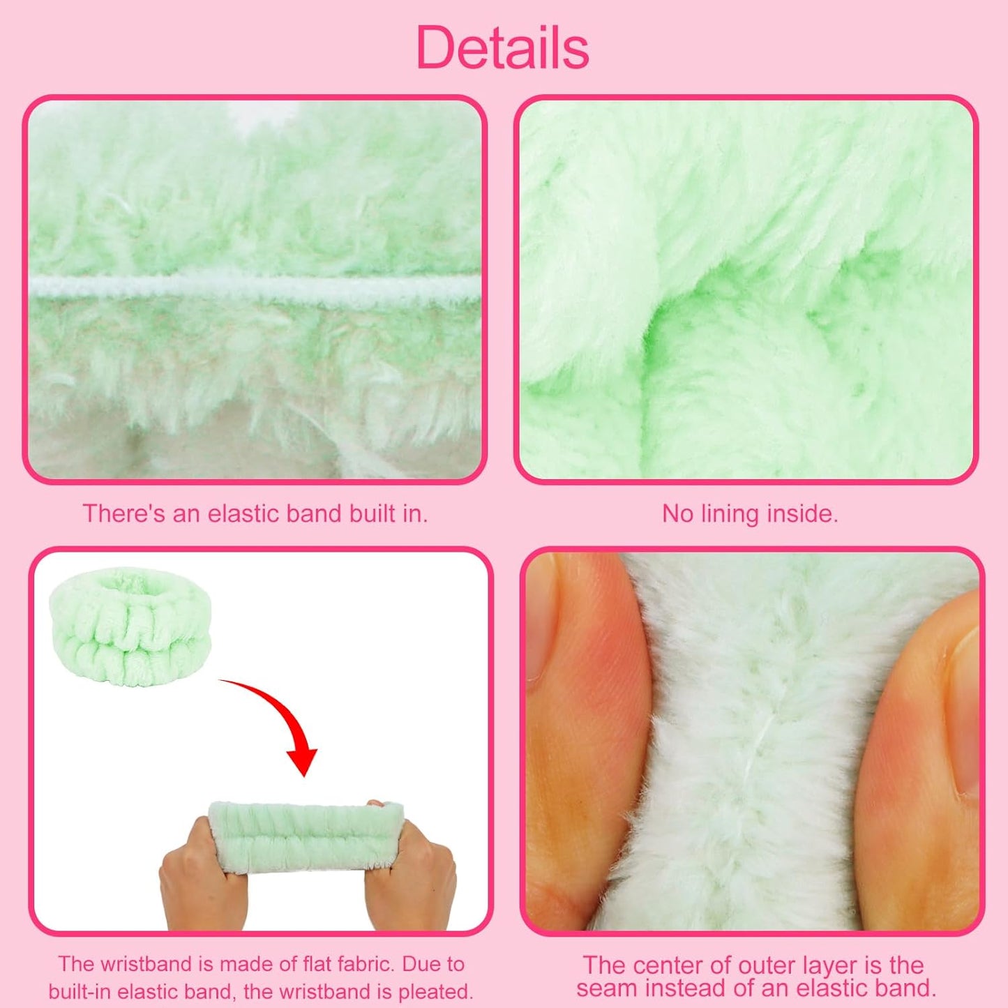 Wecoe Spa Headband And Wristband Set Skincare Headband For Washing Face Hair Claw Clips For Thick Hair Cute Green Puffy Sponge Makeup Bubble Head Band Wrist Towels Scrunchies For Women Girls