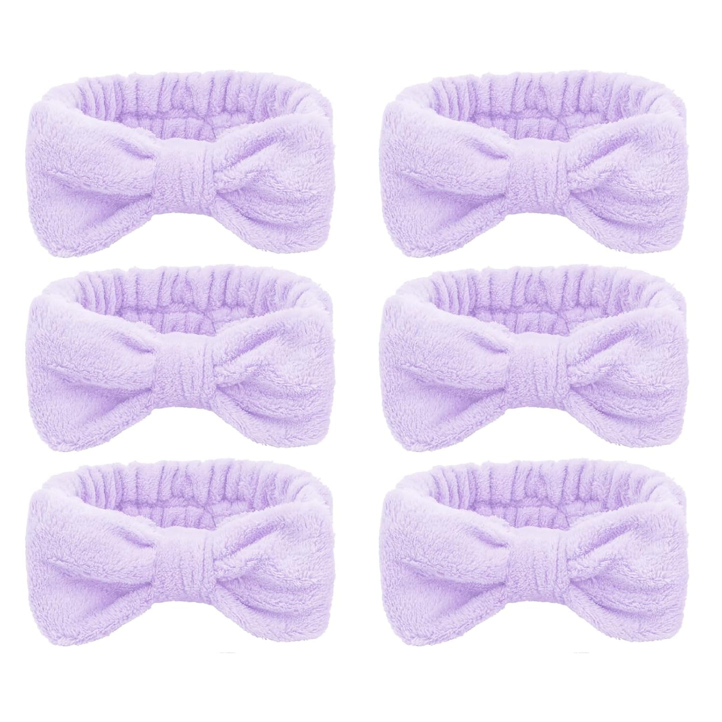 Casoty Purple 6 Pcs Spa Headband, Hair Band for Washing Face, Makeup Headband, Skincare Headbands, Soft Fleece Hairband for Face Washing Yoga