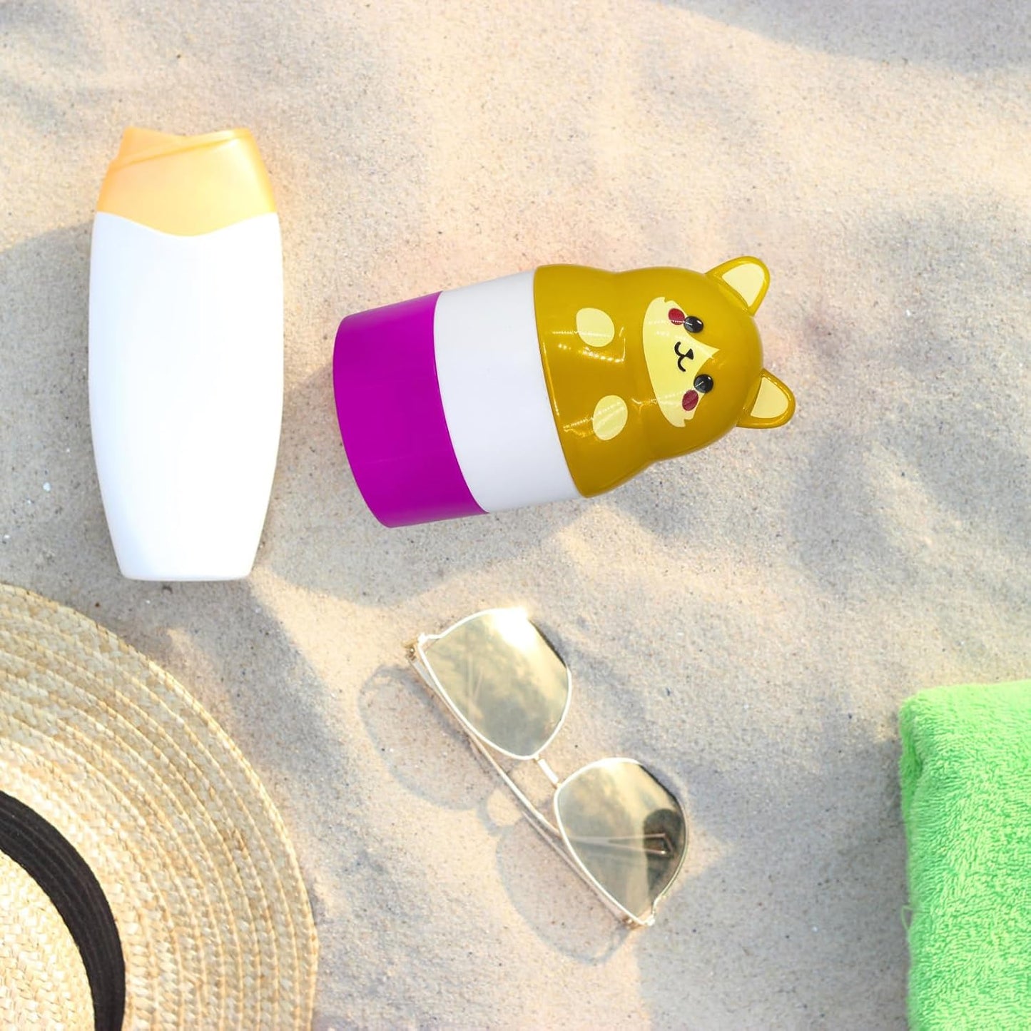 Sunscreen Applicator, Purple Cat Refillable Roll on Sponge Sunscreen Holds 2.5fl oz For Kids Women Men Outdoor Mess Free Portable Travel