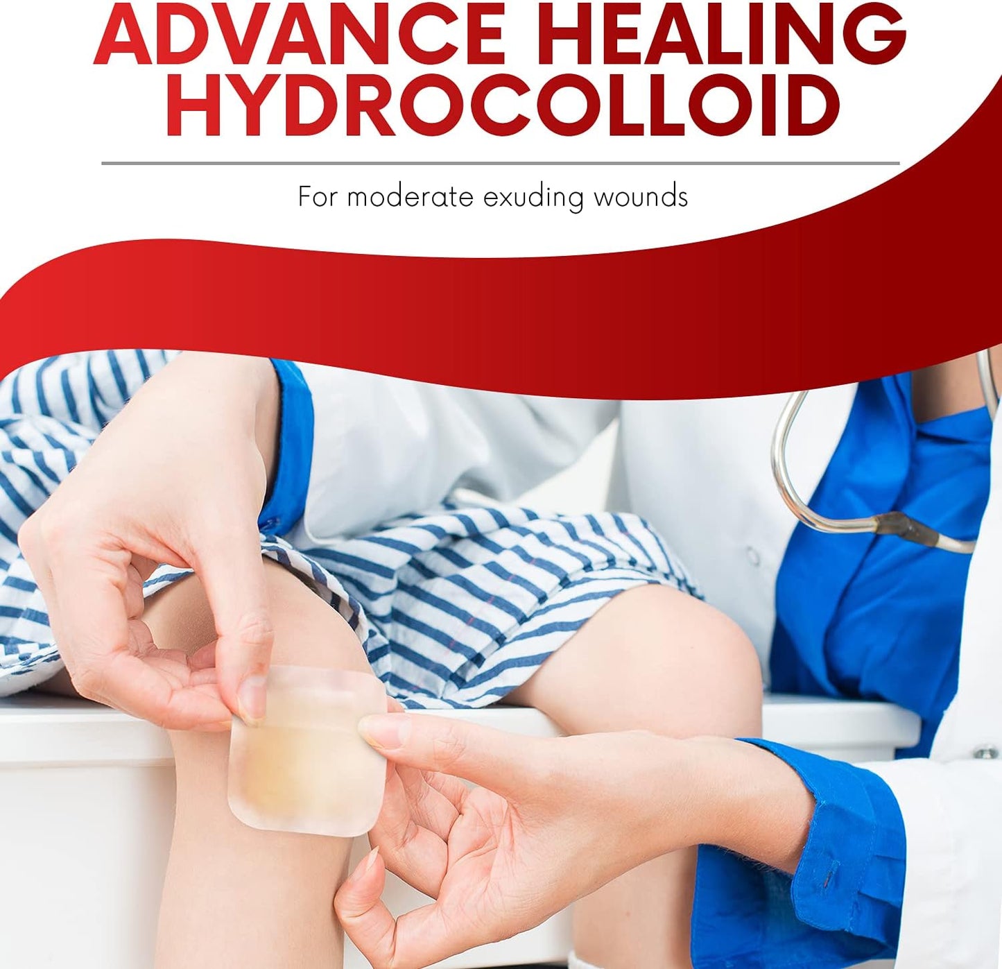 Healqu Hydrocolloid Wound Dressing - 6x6" Thin - Box of 10 Large Bandages - Sterilized Bordered Hydrocolloid Patches for Bed Sores, Abrasions, and More - Waterproof and Absorbent with Protective