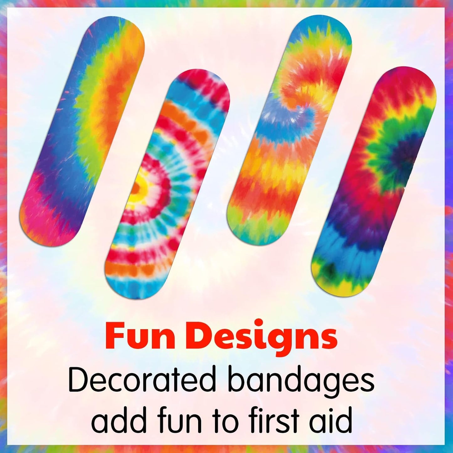 200 Pcs Tie Dye Adhesive Bandages Colorful Bandages for Kids Girls Boys Adults First Aid, Fun Colorful Designs for Cuts and Scrapes, First Aid, and Wound Care(200 Pcs)