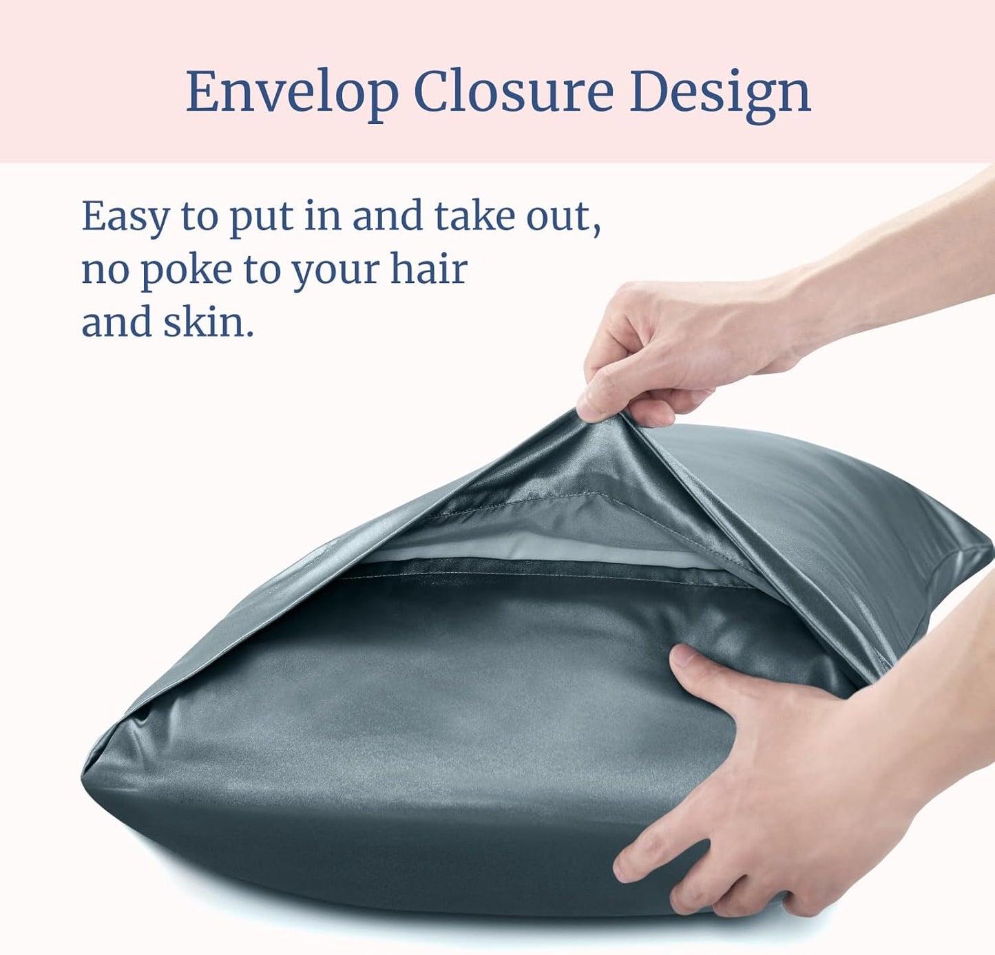 BEDELITE Satin Pillowcase for Hair and Skin, Super Soft and Cooling Similar to Silk Pillow Cases 2 Pack with Envelope Closure, Gift for Women Men(20"x30" Queen Size, Space Grey)