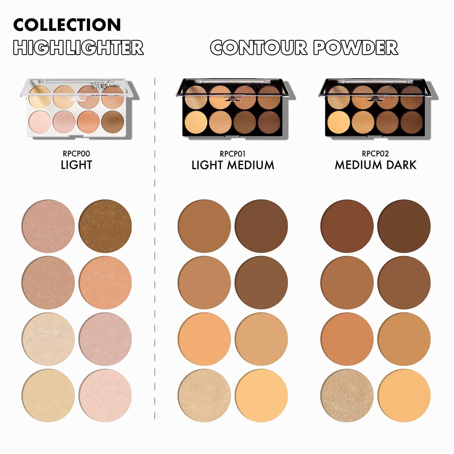 Ruby Kisses 3D Powder Contour Palette Medium Dark Define your cheekbones, perfect your nose, and sculpt your jawline