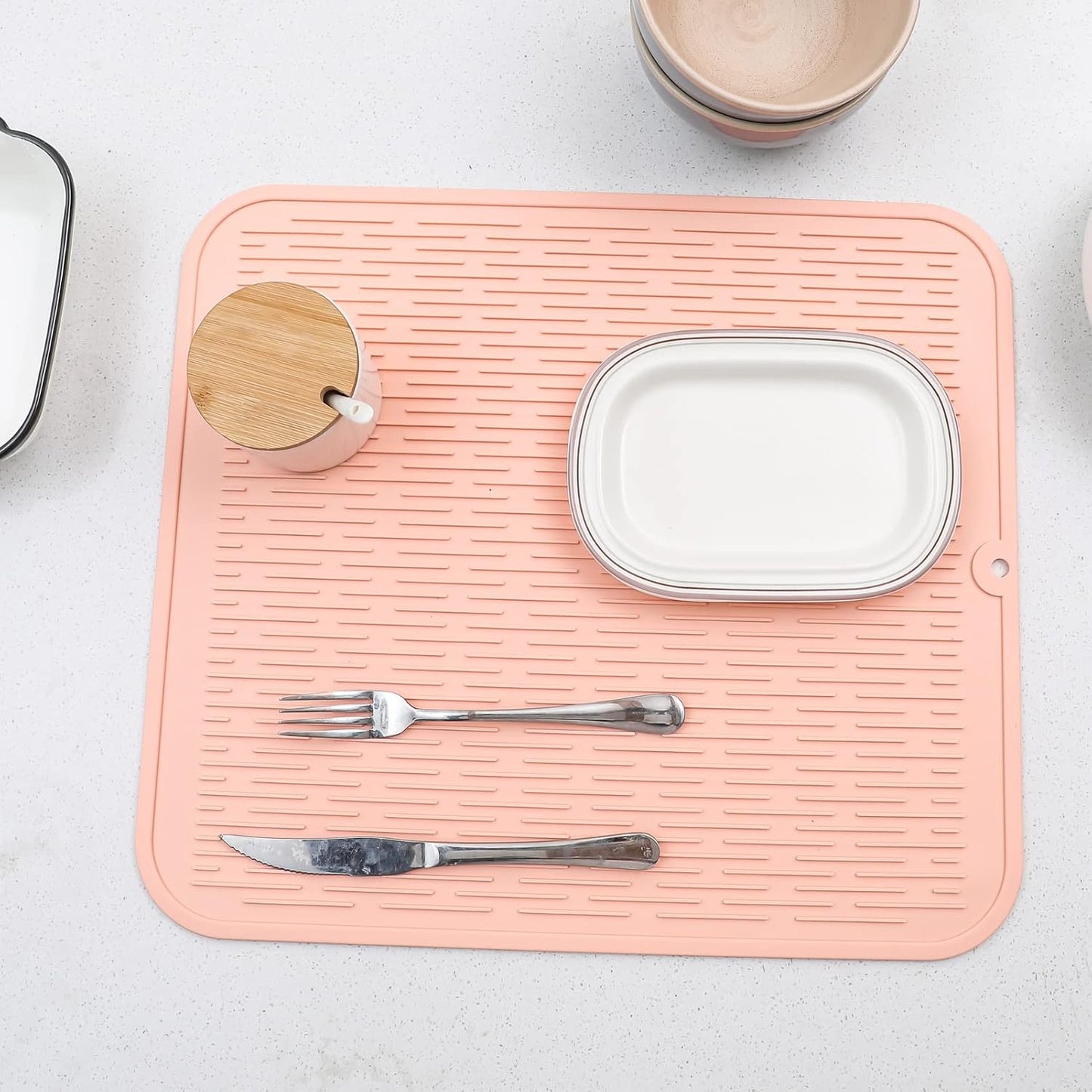 Silicone Dish Drying Mat for Multiple Usage,Easy clean,Eco-friendly,Heat-resistant Silicone Mat for Kitchen Counter or Sink,Refrigerator or Drawer Liner Pink 2XL 24 inches x 18 inches