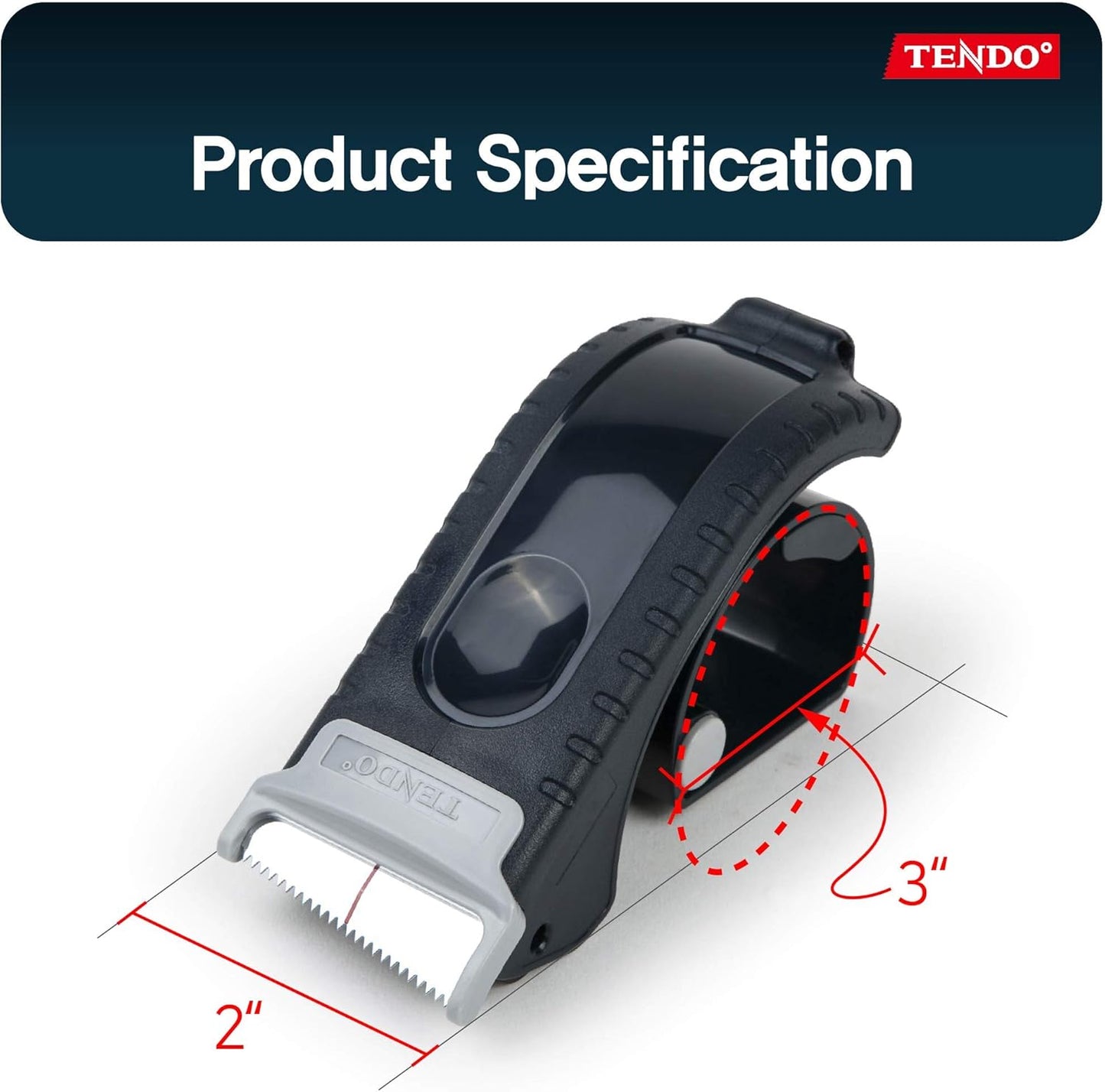 Packing Tape Dispenser: TENDO° Home & Office Line – Great for Box Sealing, Packaging, Shipping & Moving with Patented 10° Sloped Chromium Blades, 1.77’’ ~ 2’’ X 109 yd. - SY-123_Navy