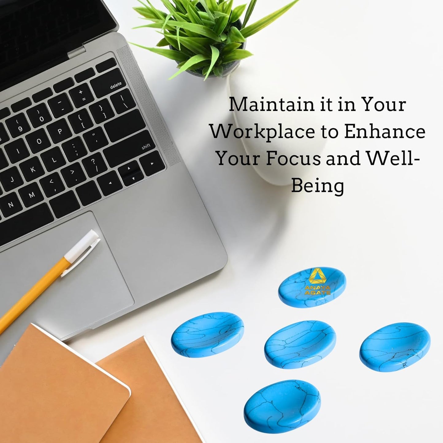 Turquoise Howlite Worry Stones – Crystal Thumb Worry Stone for Anguish, Stress – Relaxing & Soothing Balance Stones for Meditation, Relief – Healing Stones & Crystals for Men, Women