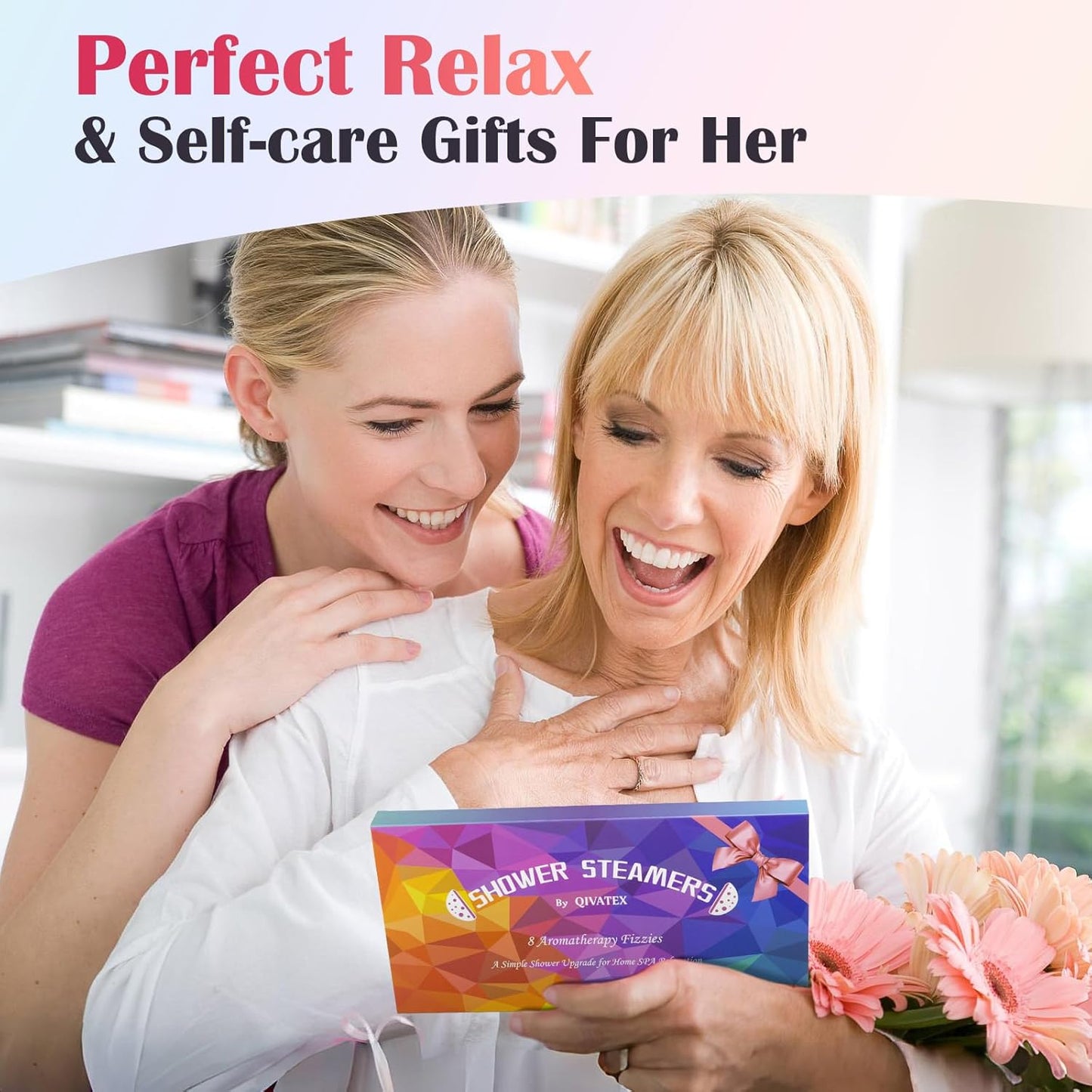 Shower Steamers Aromatherapy, Birthday Gifts for Women Teen Girls Mom, Christmas Stocking Stuffers White Elephant Gifts for Adults, Natural Essential Oil SPA Self Care Shower Bombs (8 Pack)