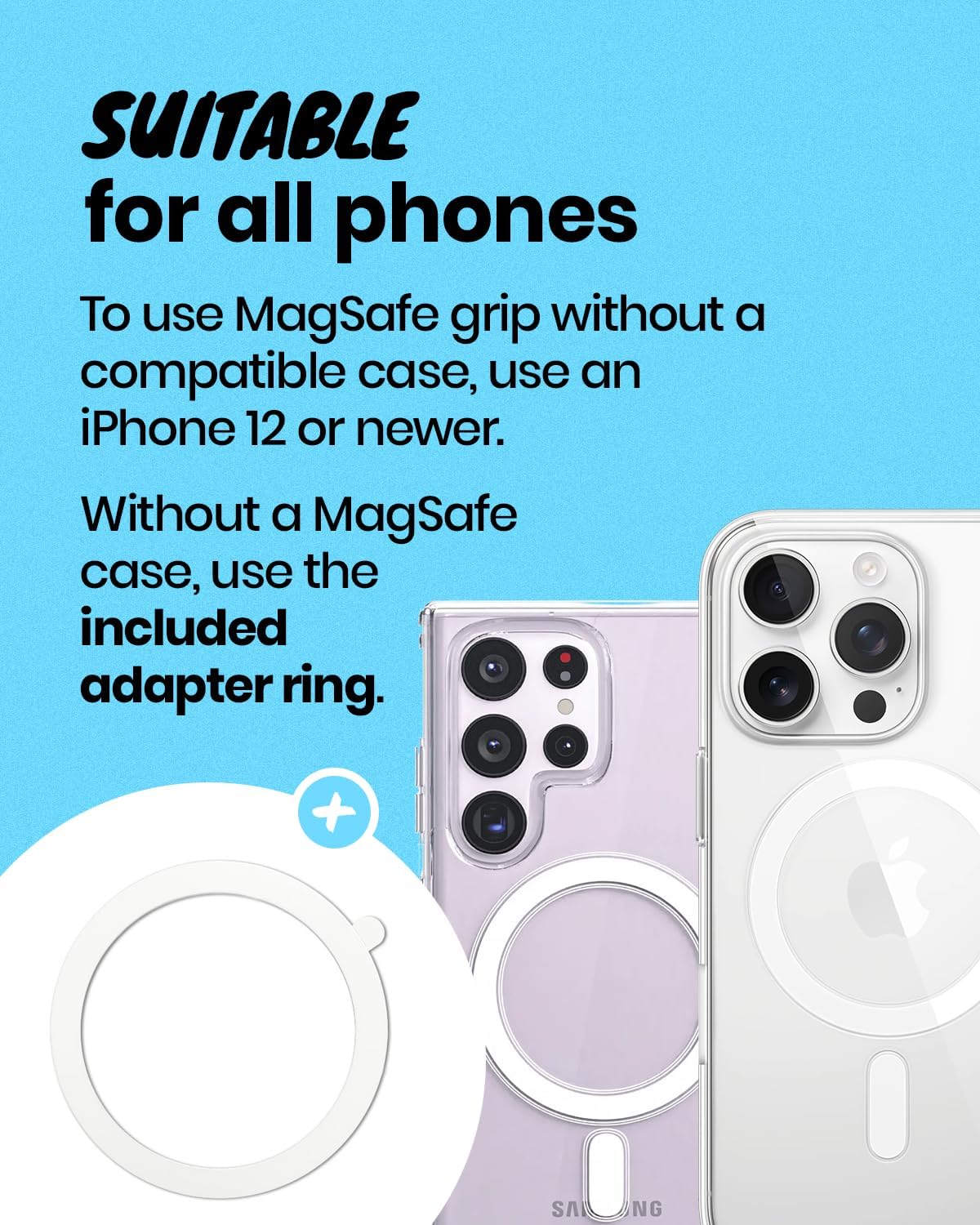 Bling Bling Glitter Phone Grip & Stand - Elegant Magsafe Compatible Phone Holder for Secure Grip and Hands-Free Viewing (Pink)