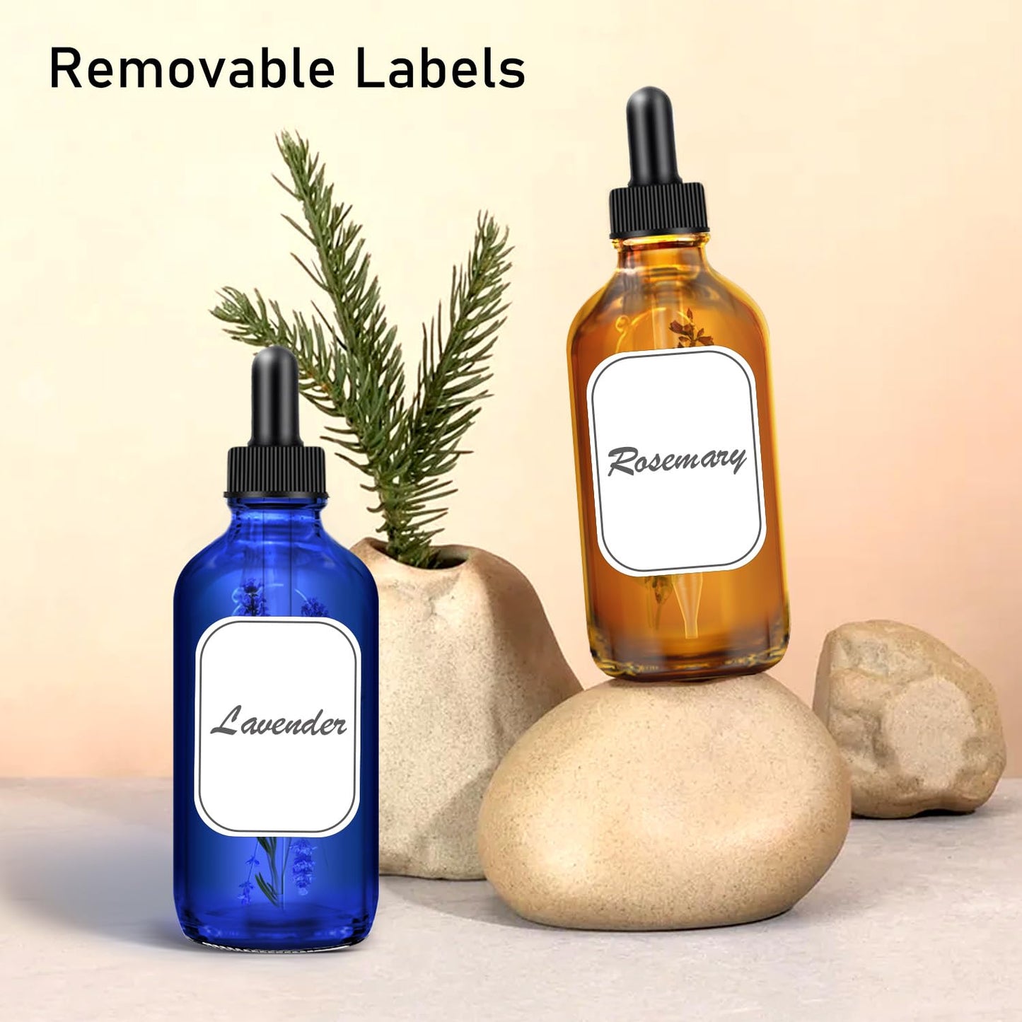 Bumobum 2 Pack Amber and Blue Dropper Bottles, 4oz Glass Bottle with Dropper for Essential Oils with Funnel, Labels & Pipette, Tincture Bottles with Dropper(Unbreakable Plastic Eye Dropper)