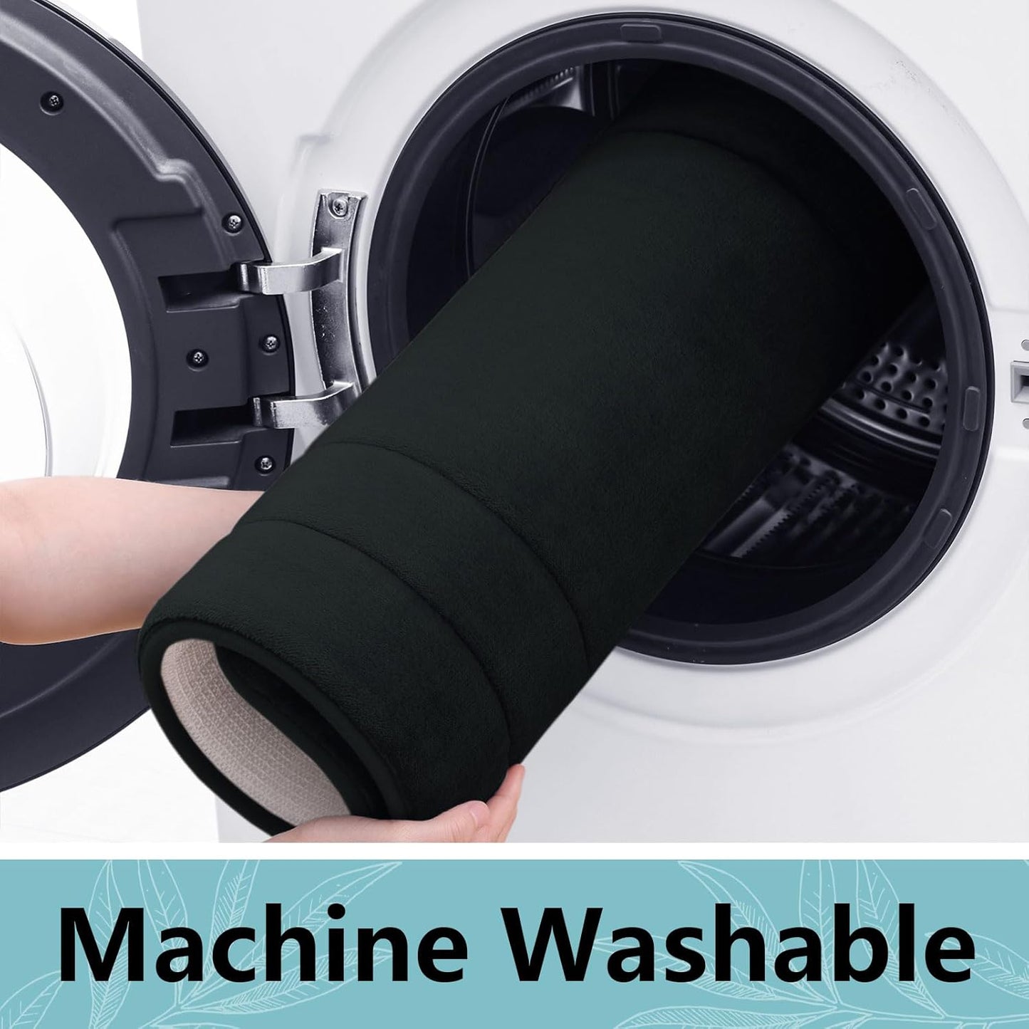 Arotive Memory Foam U-Shaped Toilet Rugs 24" x 20", Super Soft Absorbent Contoured Bathroom Rugs, Machine Washable Contour Bath Mats for Bathroom Toilet Base, Black