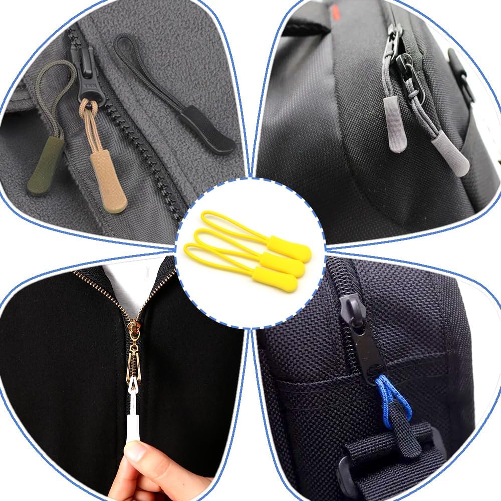 Ruidee 50 Pieces Zipper Pulls Zipper Tabs Zipper Pull Cord Extender Replacement Zipper Pulls for Backpacks, Jackets, Luggage, Purses, Handbags(Yellow)