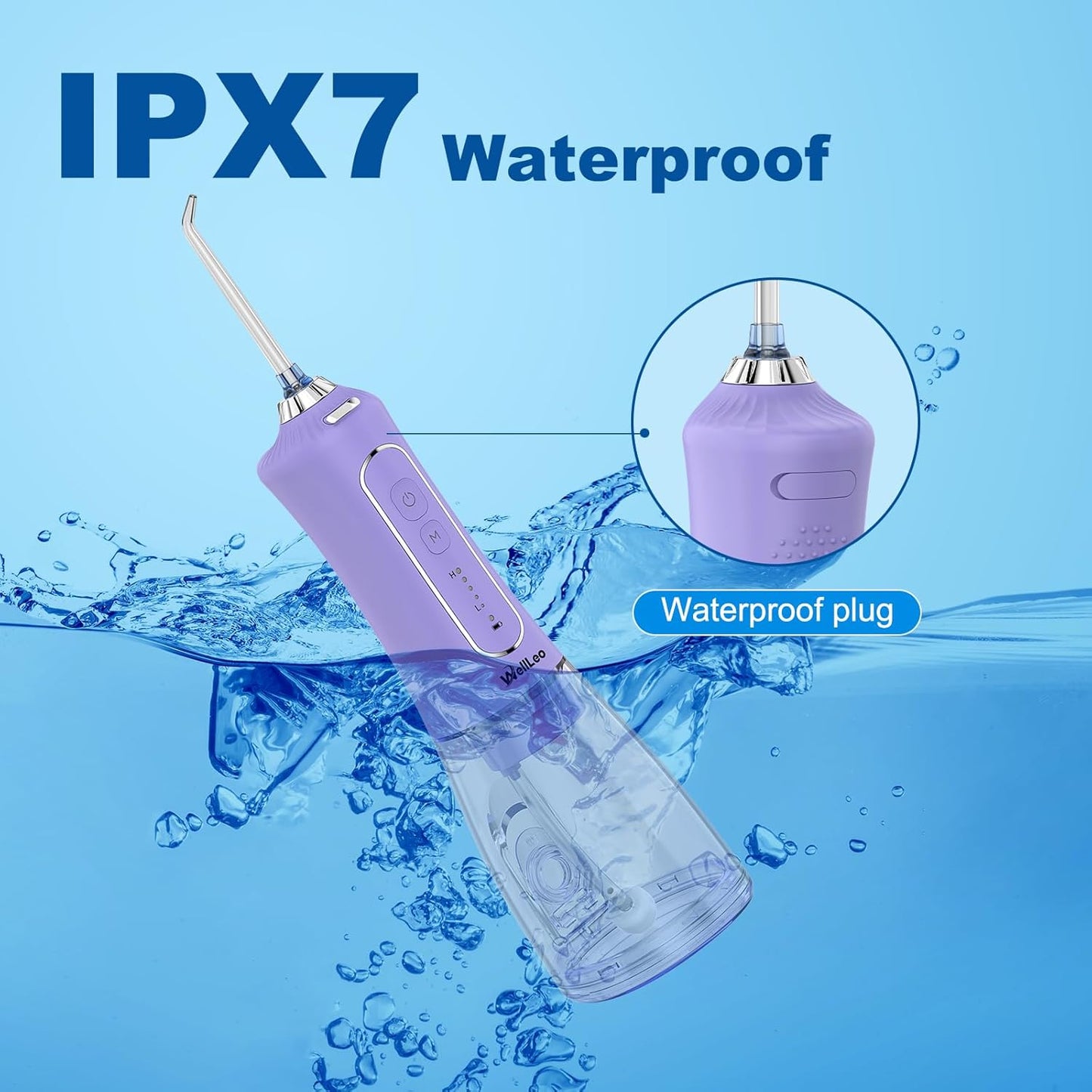 Water Flosser for Teeth, 300ML Cordless Oral Irrigator Rechargeable Dental Flosser Picks with 5 Modes 5 Jet Tips,IPX7 Waterproof Teeth Cleaner for Braces Gum Care, Home Travel Use