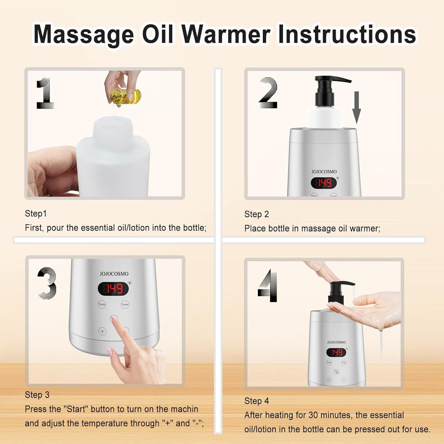 Massage Oil Warmer Heater with Two Bottles Dispenser, Digital Lotion Warmer, Oil Warmer Dispenser, Automatic Massage Oil Heater for SPA, Salon, Home (silver)