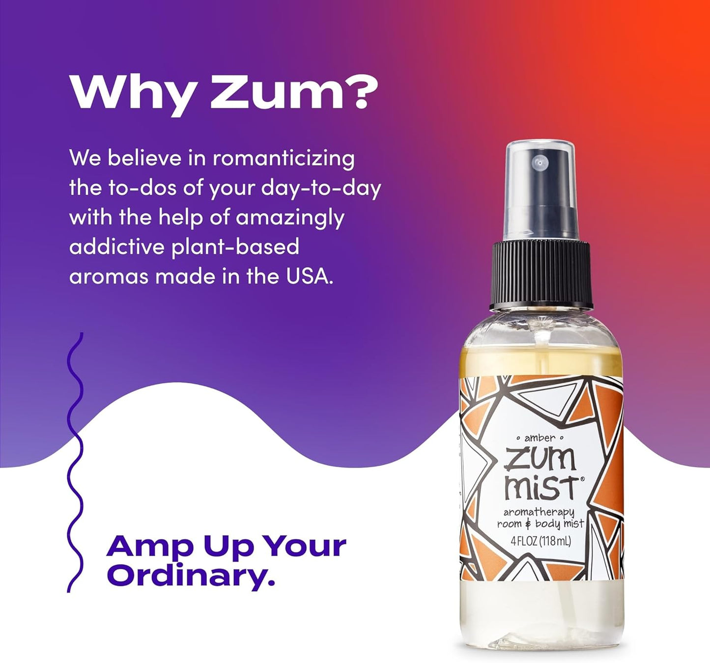 Zum Indigo Wild Mist Room & Body Spray - Aromatherapy Essential Oil Spray - Natural Body Mist & Room Spray - Amber Scent - 4 fl oz (2 Pack)