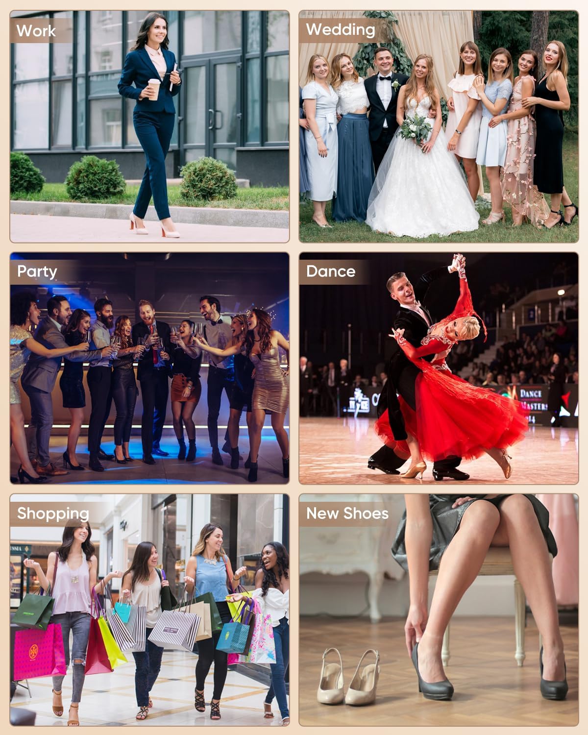 ONUEMP Heel Cushion Inserts and Metatarsal Pads for Women, 3 Pairs Heel Grips and 3 Pairs Ball of Foot Cushions, Silicone Shoe Pads Insoles for High Heels, Blister Prevention for Too Big Shoes