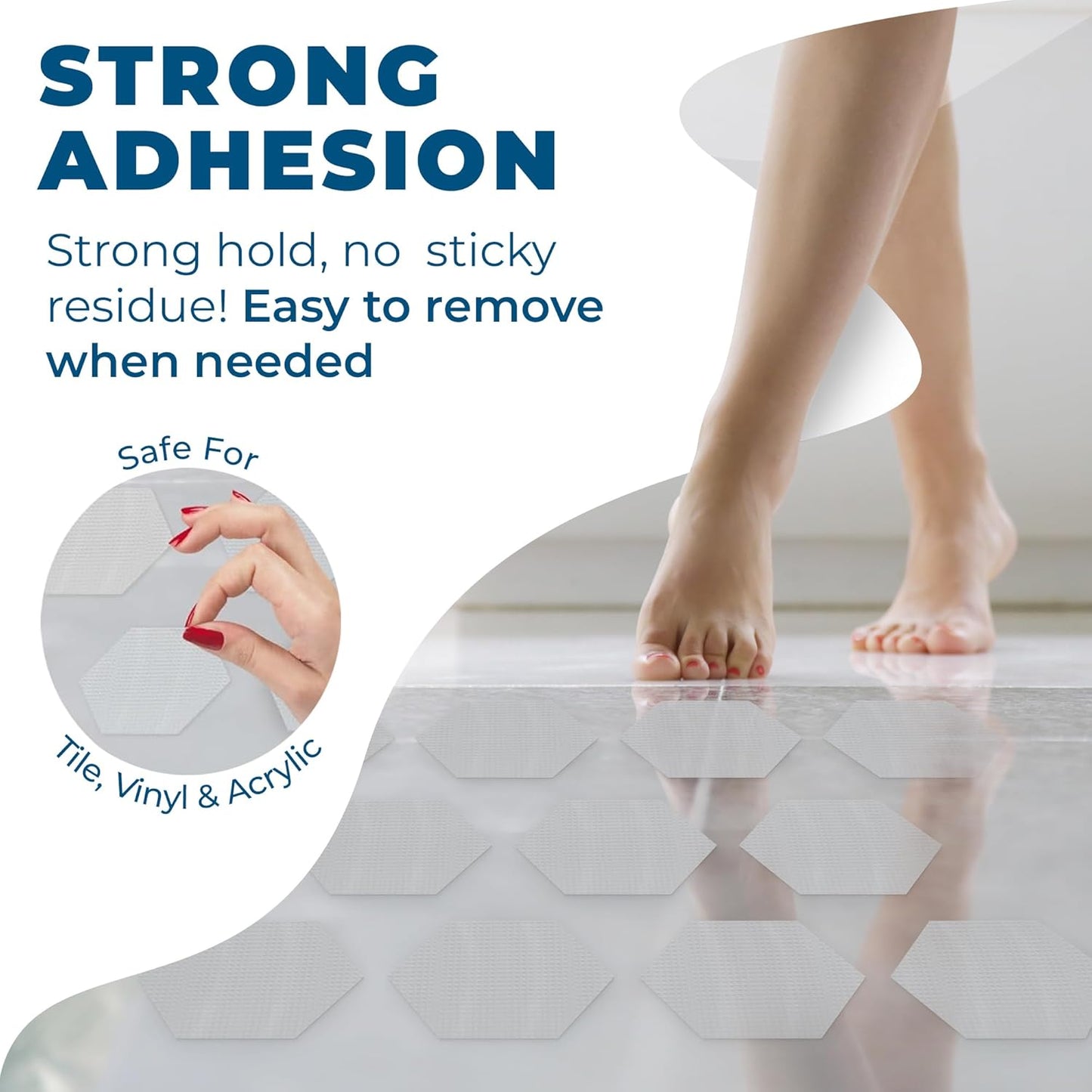 Homergy Anti Slip Shower Stickers 24 PCS, Invisible Non-Slip Shower Strips for Adults, Premium Adhesive Bath Tub Stickers (Clear)