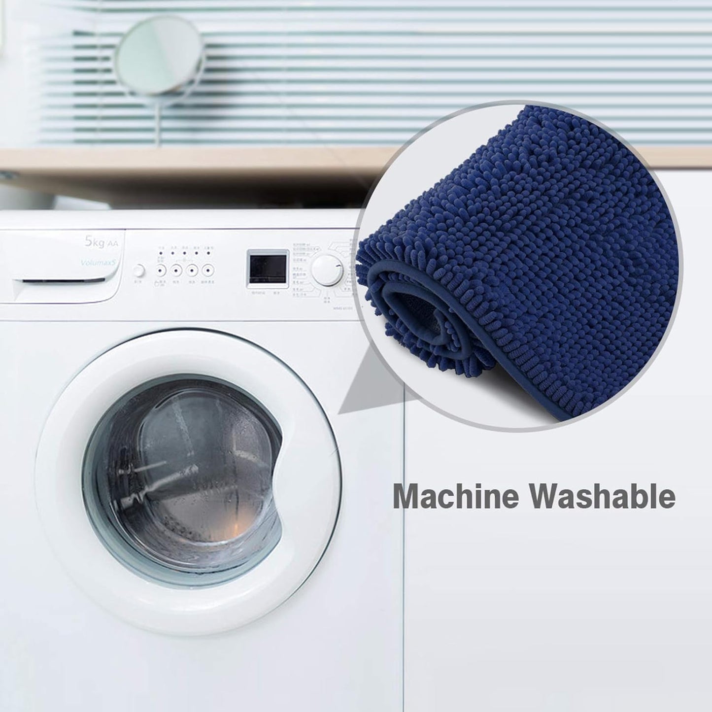 Chenille Bath Mats, Plush Absorbent Bath Mats Quick Dry, Soft & Machine Washable, Non Slip Carpet for Bathroom, Thick Bathroom Rugs, Shower Restroom Rug Mat, Alfombras De Baño, Bathrugs Matts,34"x21"