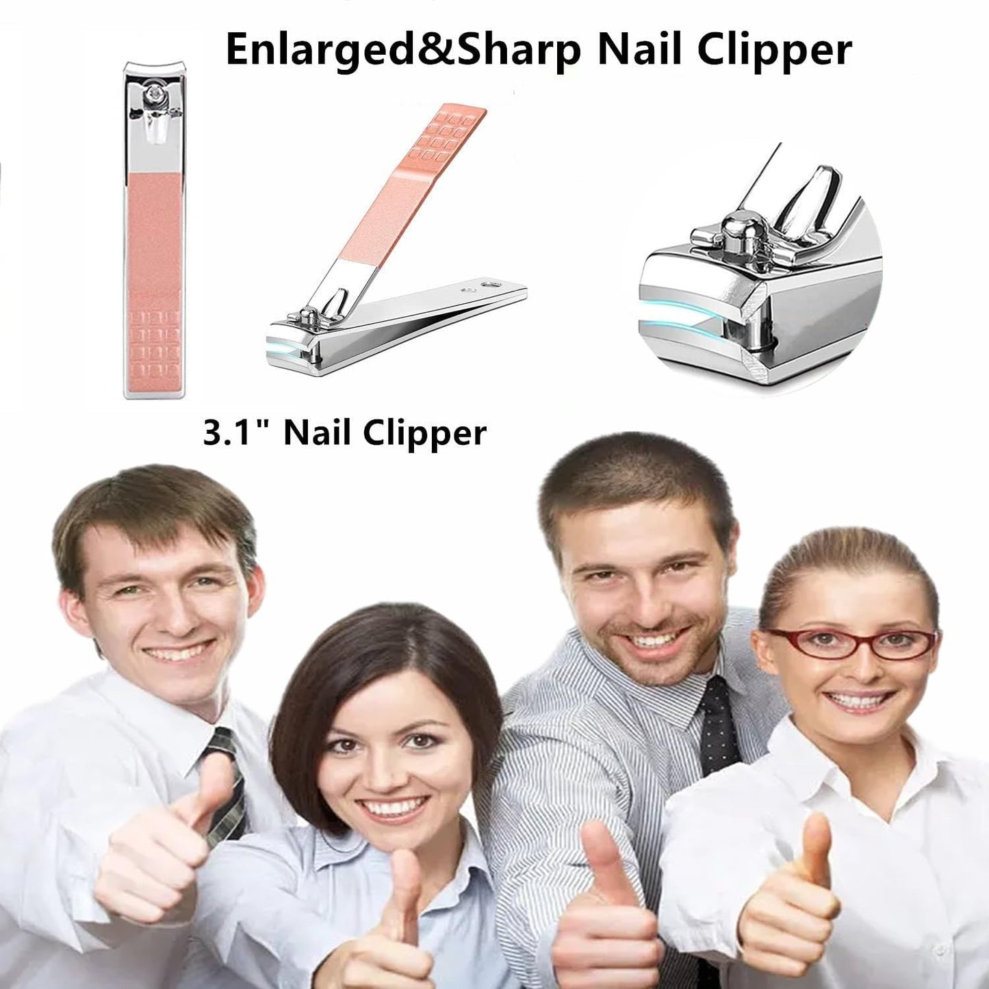 Manicure Set Nail Clipper Set Stainless Steel Women Men Toe Finger Nail Clippers Personal Care Tools with Portable Travel Case Manicure Pedicure Tools Women Men Grooming Kit Present(Rose Gold)