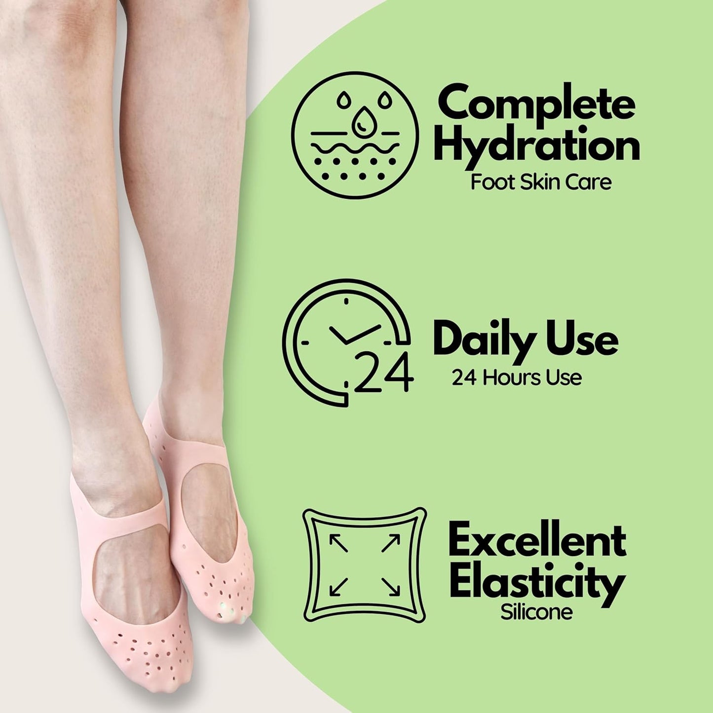 Moisturizing Gel Socks - Hydrating Spa Treatment for Soft, Smooth Feet, Ideal for Dry, Cracked Heels and Rough Skin (Small, 3 Pairs)