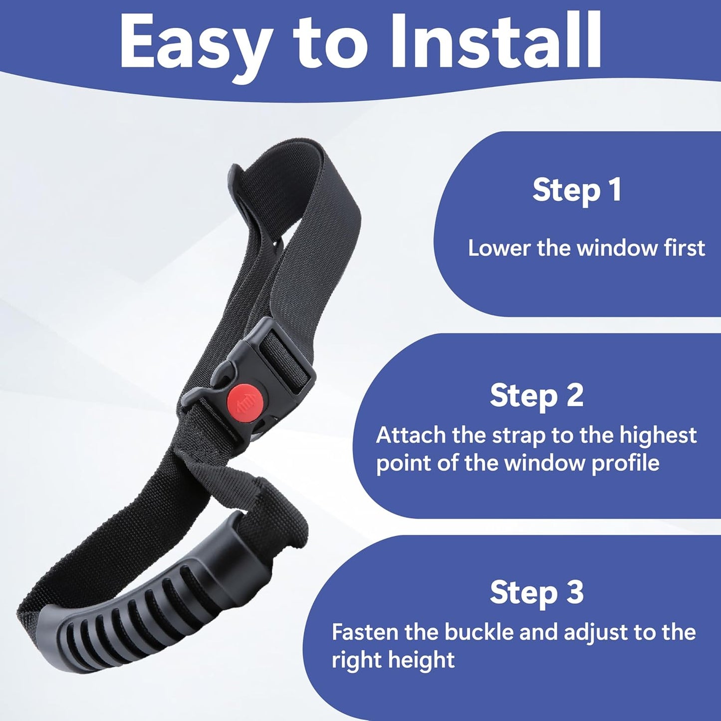 Car Adjustable Grab Handles, Car Handle Assist, Safety Handle Portable Vehicle Support Grab Bar for Trucks, SUVs, Jeeps, Vans, Cars and ATVs (Black)