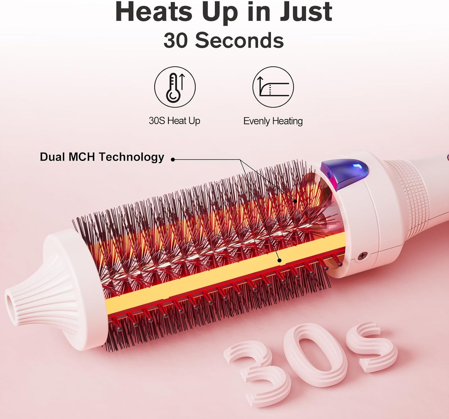 K&K 1.5 Inch Ceramic Tourmaline Ionic Curling Brush Volumizer - Hot Brush Creates Root Volume & Loose Curls, Volume Curls, Hair Styling Tool