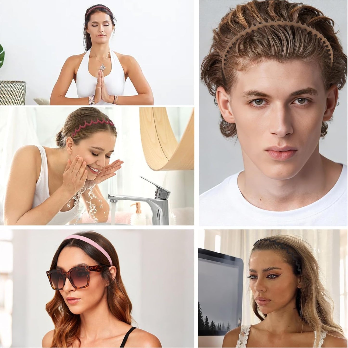 CAVETEE 8 Pack Fashionable Hair Headbands, Stylish Zig zag & Classic Designs Sunglasses No Pressure Headbands for Women and Girls, Comfortable Non-Slip Hair Accessories (Pink Series, One Size)