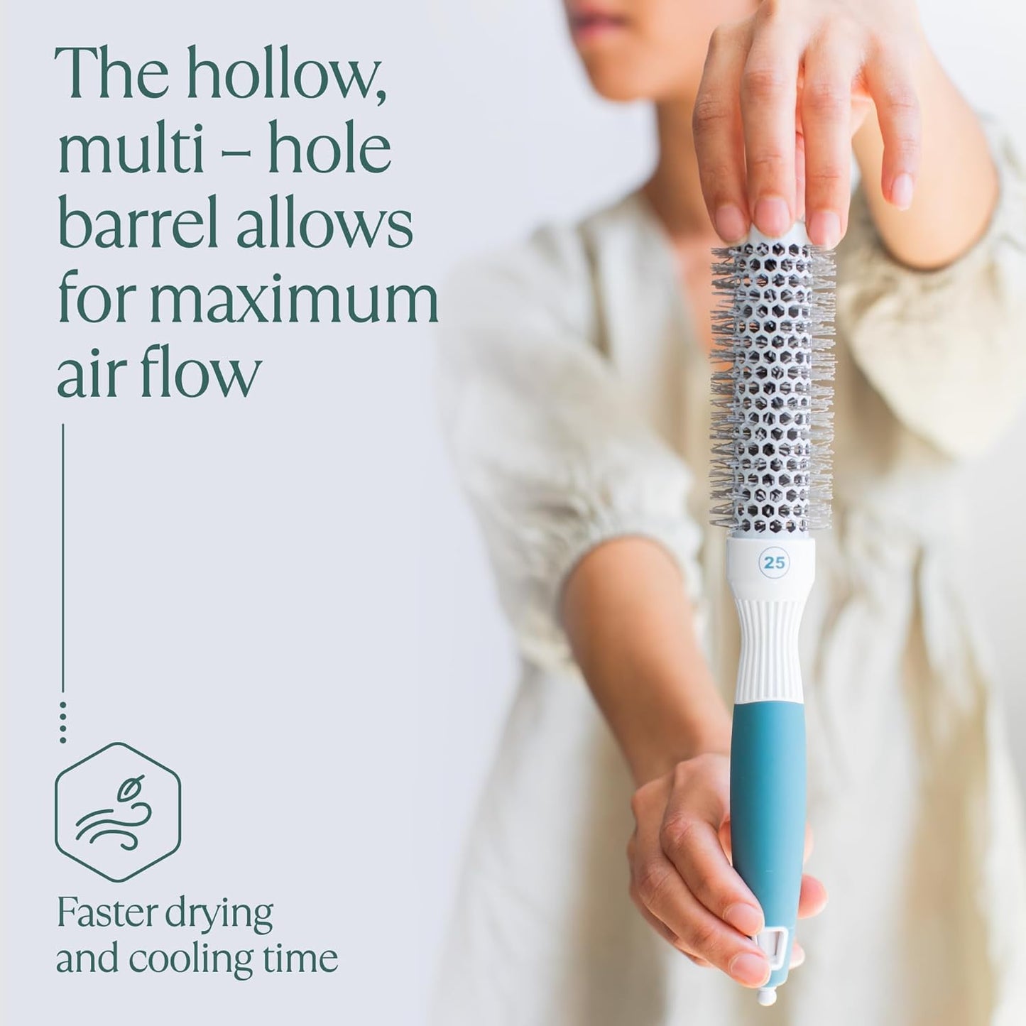 Round Brush for Blow Drying - Extra Small Ceramic Thermal Ionic Roller Brush for Sleek, Salon Blowout - Lightweight Round Hair Brush for Precise Styling and Manageable Hair (Bristle 1.7in, Barrel 1in)