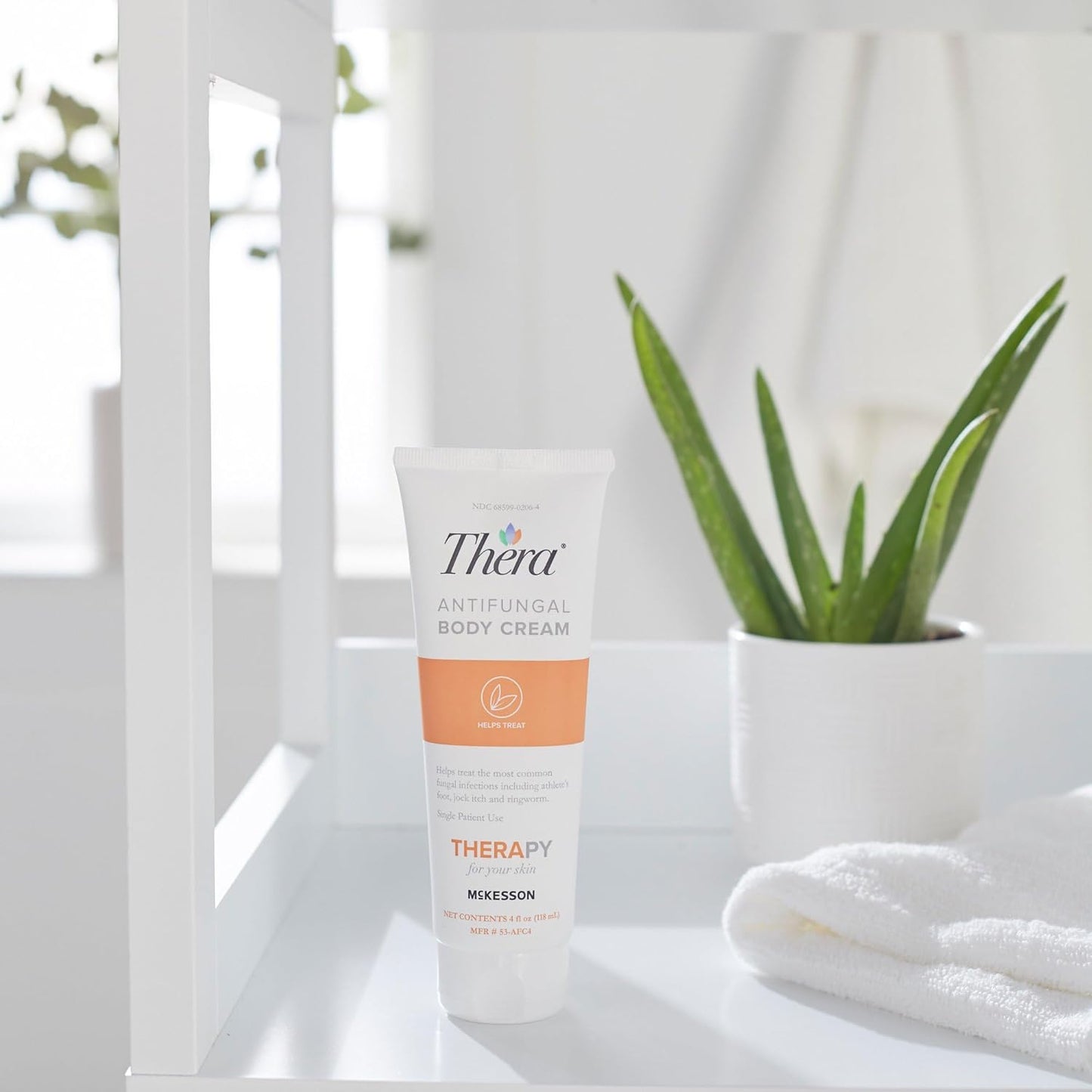 Thera McKesson’s Antifungal Cream, 2% Miconazole Nitrate, Body, Skin, Athletes Foot Treatment - Relief for Ringworm, Jock Itch - 4 oz, Pack of 2