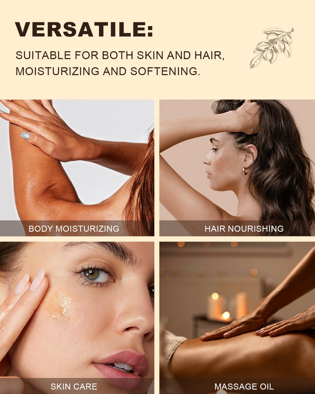 Argan Oil for Hair, Pure and Natural Morocco Argan Oil, Argon Oil For Hair, Scalp, Face & Skin Care, 100% Cold Pressed Hair Conditioner, Unrefined Argon Nails Carrier Oil (8 Fl Oz)