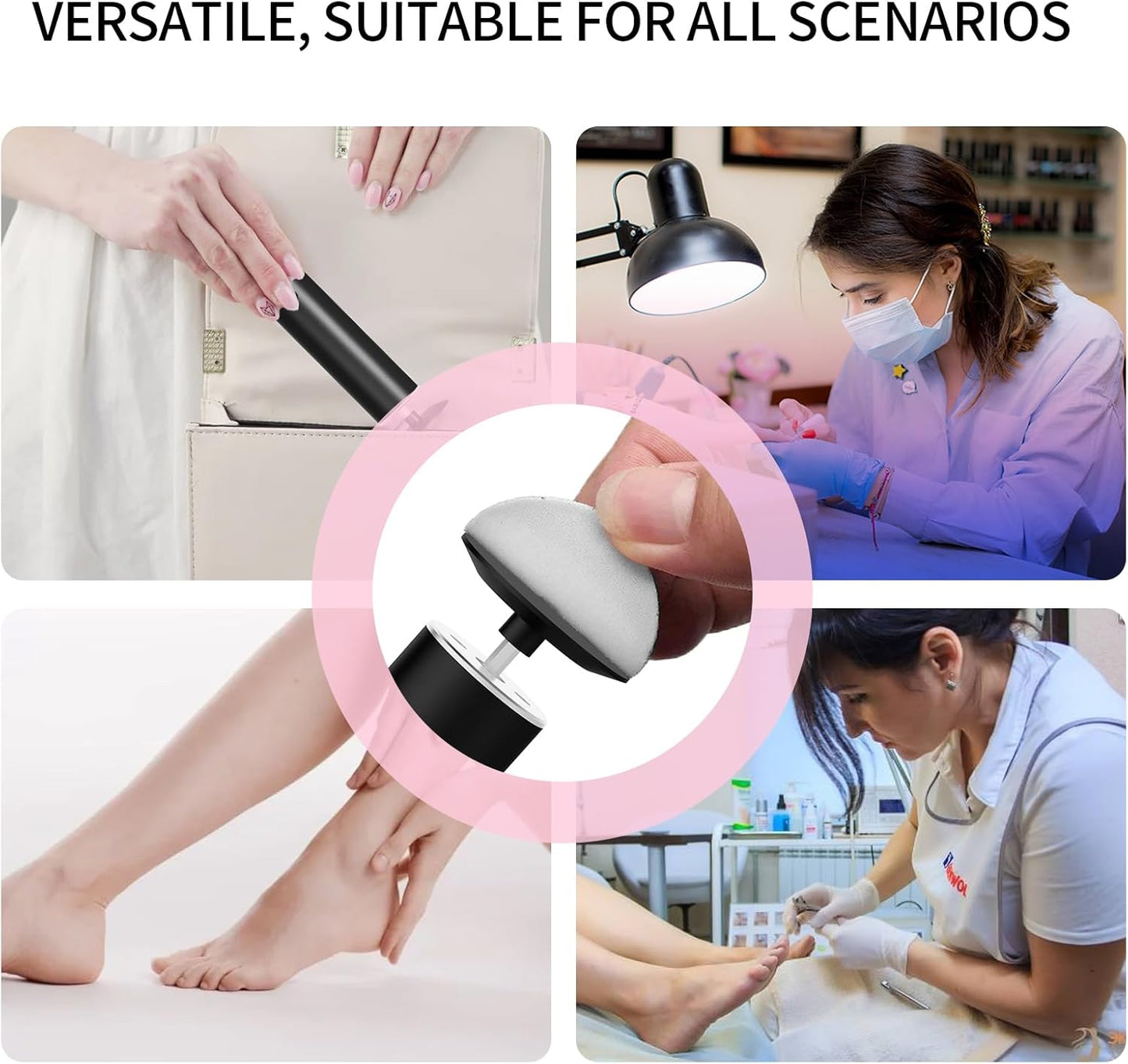 Professional Electric Foot File Tool -Callus Remover Rotating Grinder,1200mAh Rechargeable Battery, 1-Hour Continuous Use, Foot Drill & Sander,Adjustable Speed Foot Files for Deadskin(Black)