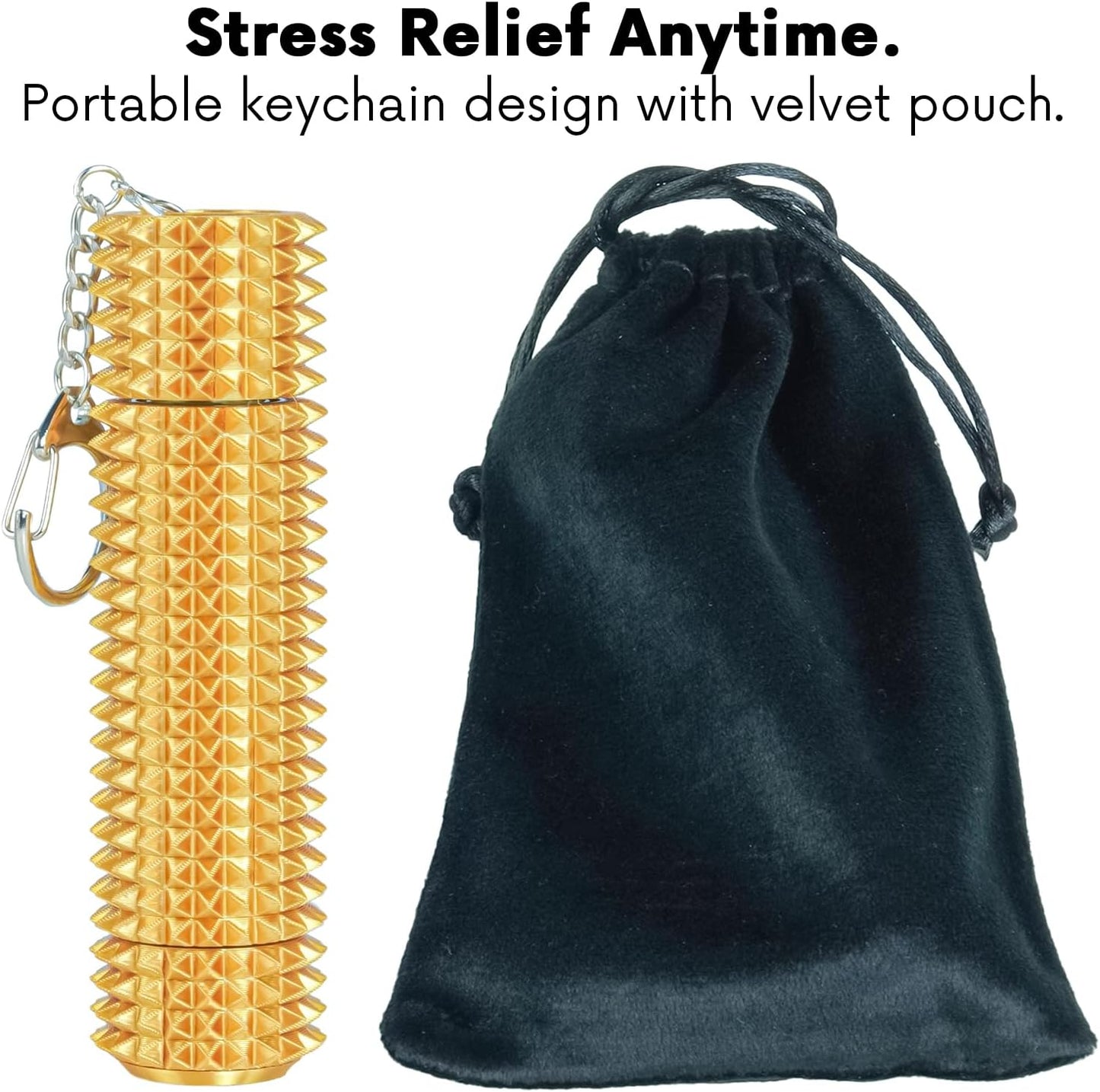 Fidget Roller Adults Teens Sensory Little Stim Gadget for Anxiety Relief Mild Ouchie,Desk Focus Tool Portable Hand Spinner Gifts Idea White Elephant Stocking Christmas(Gold,Compact Fit)