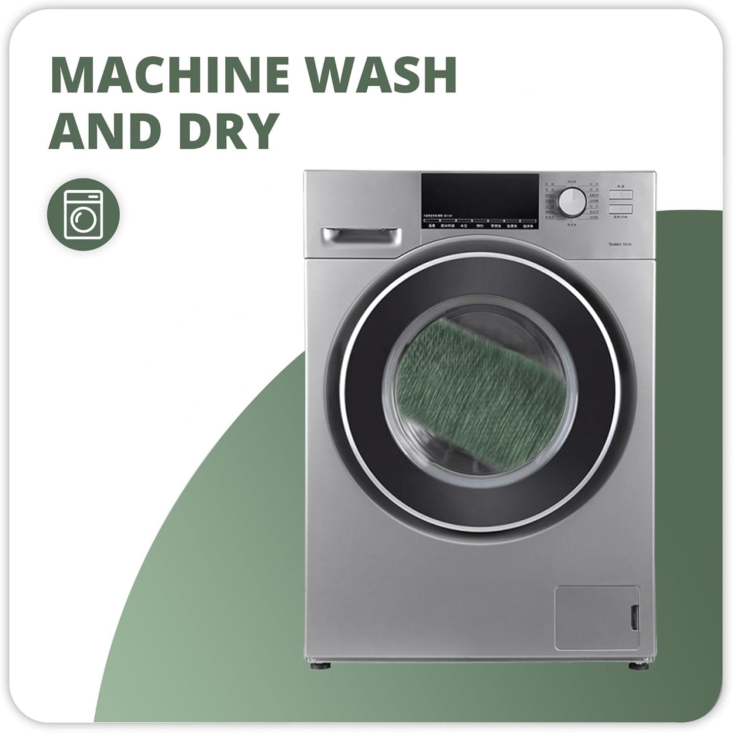 Bathroom Rugs Set 2 Pieces,Thin Bathroom Mats,Toilet Rugs,Quick Dry,Non-Slip,Machine Washable,Low Pile,Absorbent Bath Mats,Shower,Sink,Home Decor Accessories.Green,1'5"x2'3"+1'8"x2" U Shape