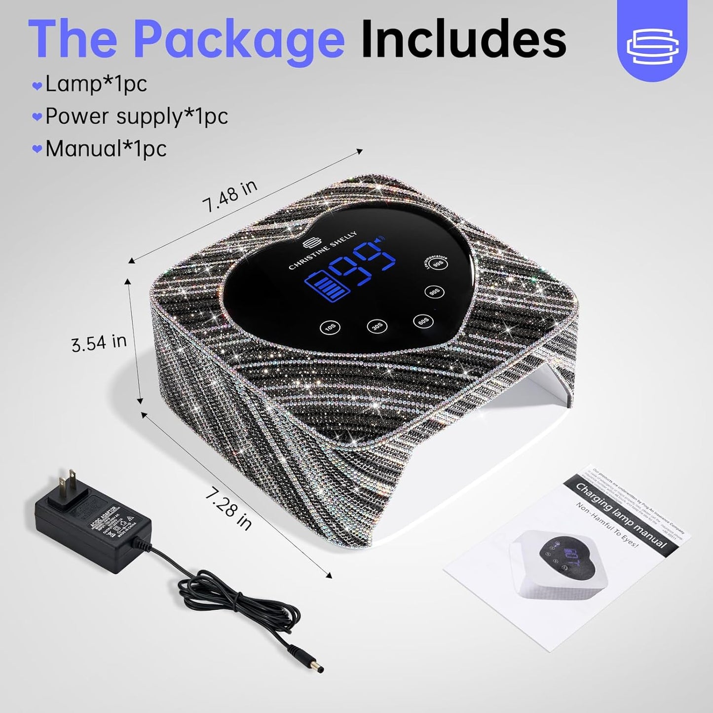 UV LED Nail Lamp 72W Rechargeable Sparkly Nail Dryer Gel Polish Light with 5 Timer Setting Professional Quick Dry Curing Lamp with Display Auto Sensor for Salon & Home