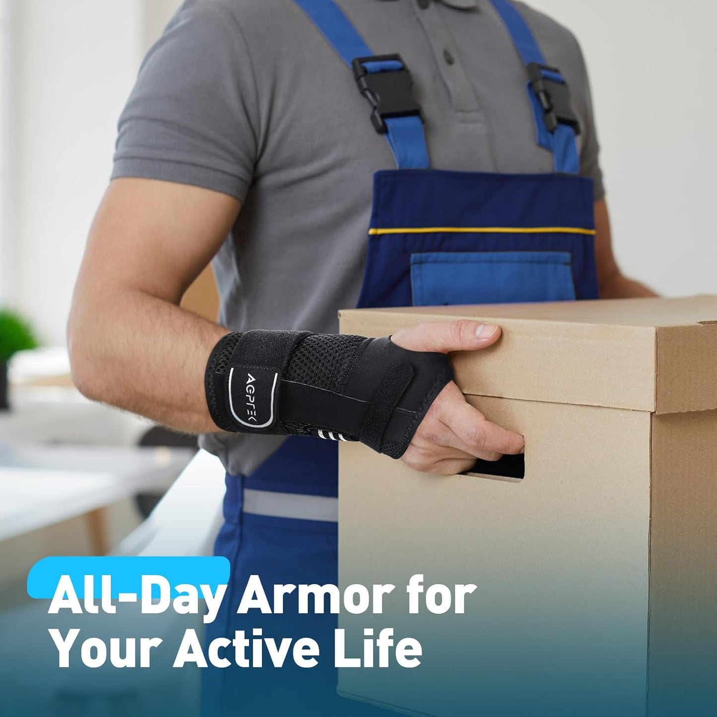 AGPTEK Carpal Tunnel Wrist Brace for Men Women, Night Sleeping Wrist Support with 2 Splints, Pain Relief Hand Brace for Arthritis Sprains Tendonitis, Adjustable Wrist Splint for Right Hand (S/M, Black & White )