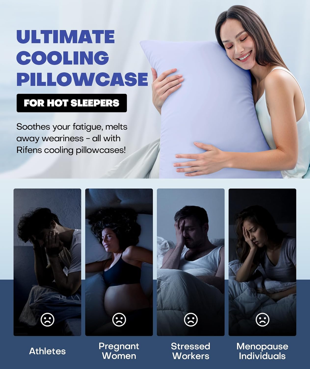 Ice Cooling Pillowcase for Hot Sleepers, Instantly Cool, Stays Cold All Night, Softer Than Silk Pillow Cases, Pillow Covers with Invisible Zipper, Gift for Men & Women - Standard Size, Purple (1 Pack)