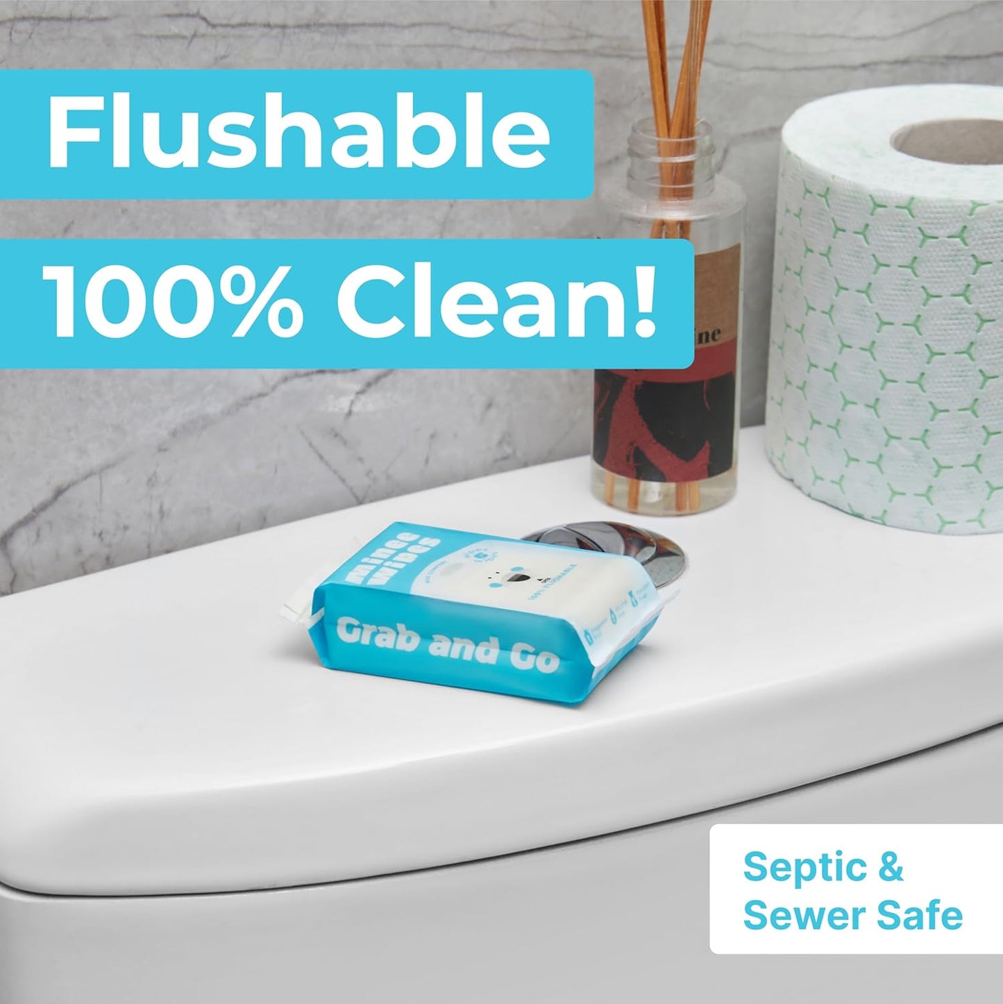 Impossibly Compact Travel Flushable Wipes - 99.5% Water and Aloe - Safe for Sensitive Skin, Hypoallergenic & Unscented - Travel Essentials for Adults, Kids & Baby Care - 8 Pack Total 48 Wipes