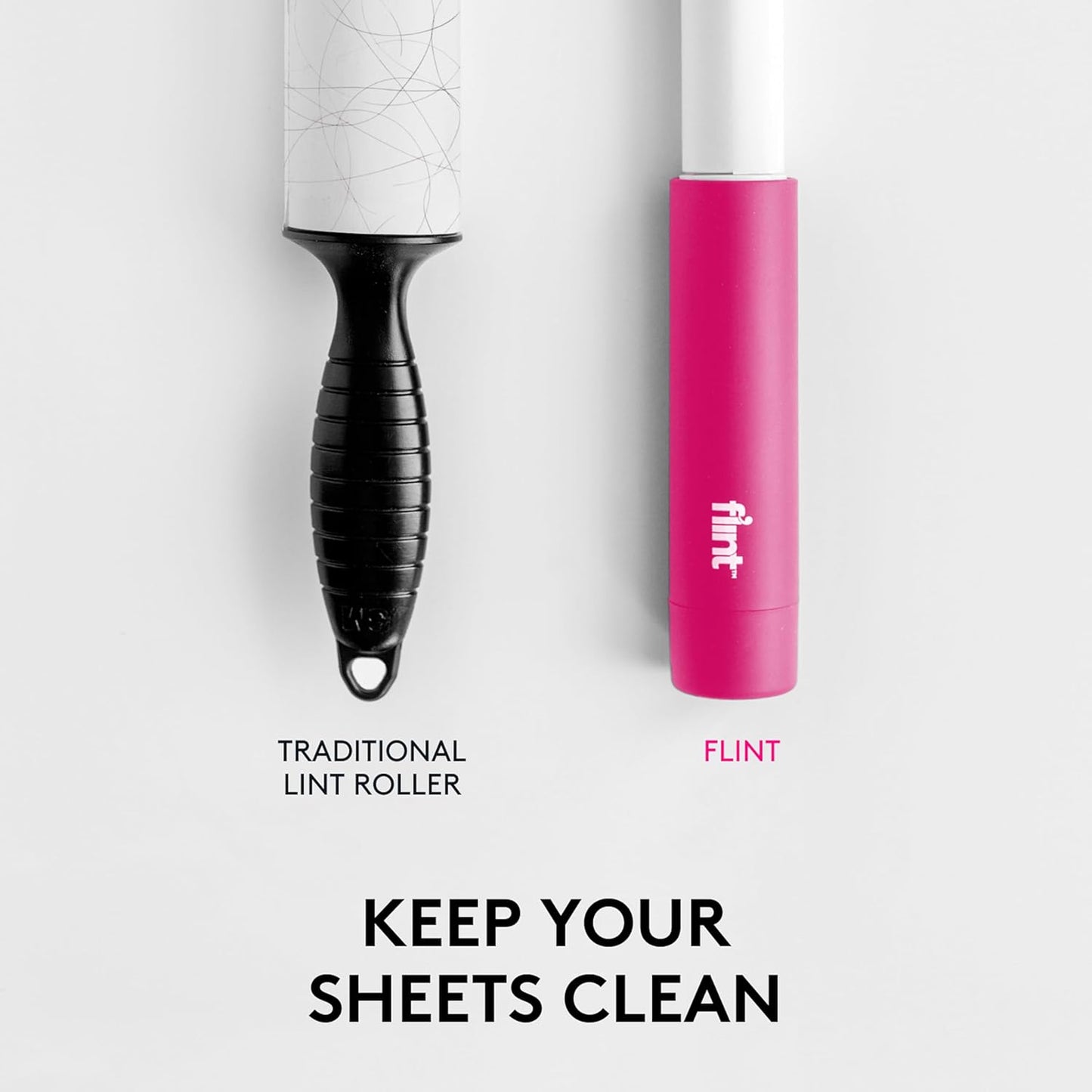 Flint Classic Pink Retractable Mini Lint Roller with 30 Extra Sticky Sheets, Small and Portable Lint Roller, Ideal Pet Hair Remover, Travel Lint Rollers for pet Hair Extra Sticky