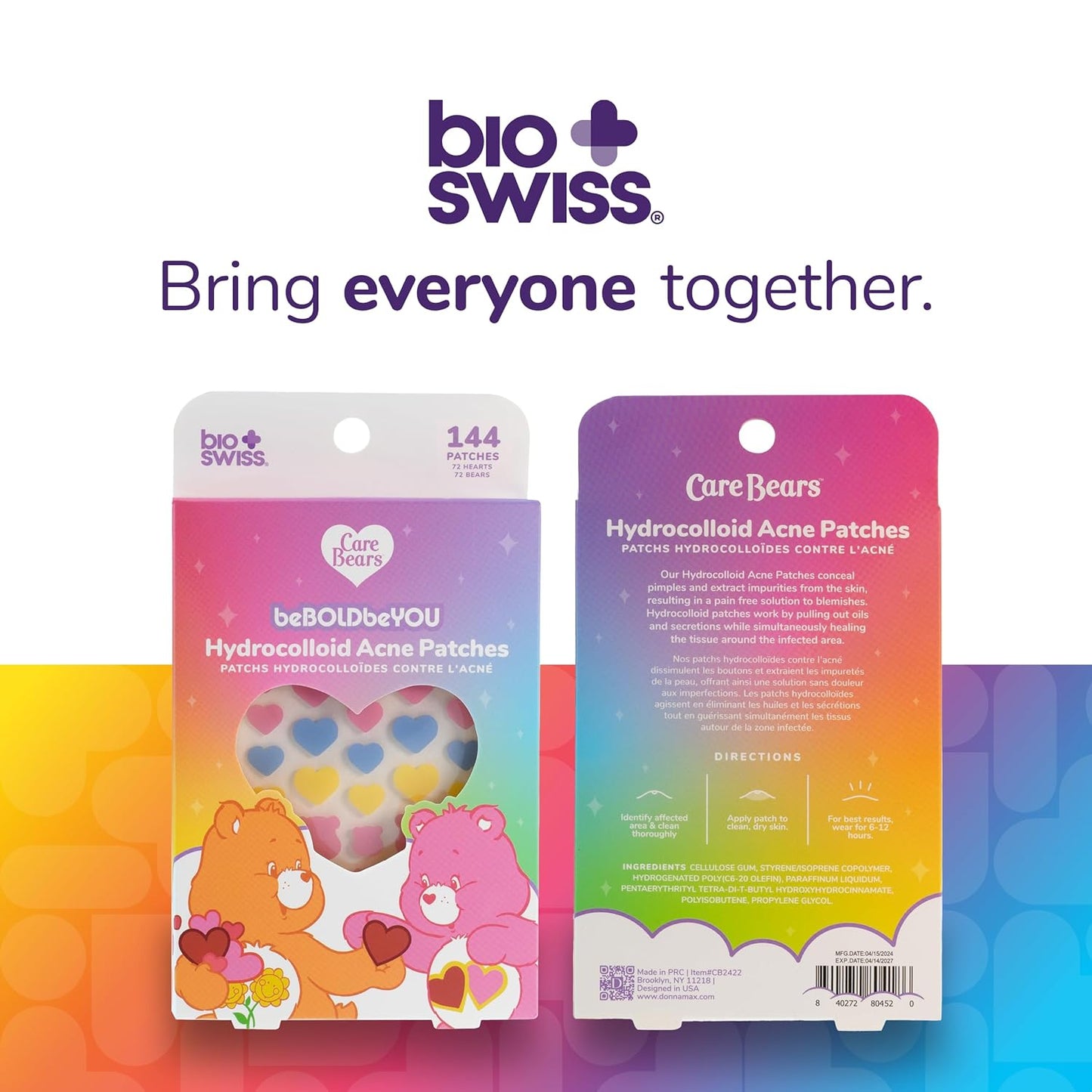 BioSwiss Care Bears Pimple Patches, Hydrocolloid Acne Patch for Zits and Blemishes, Face and Skin Stickers, 144 Count
