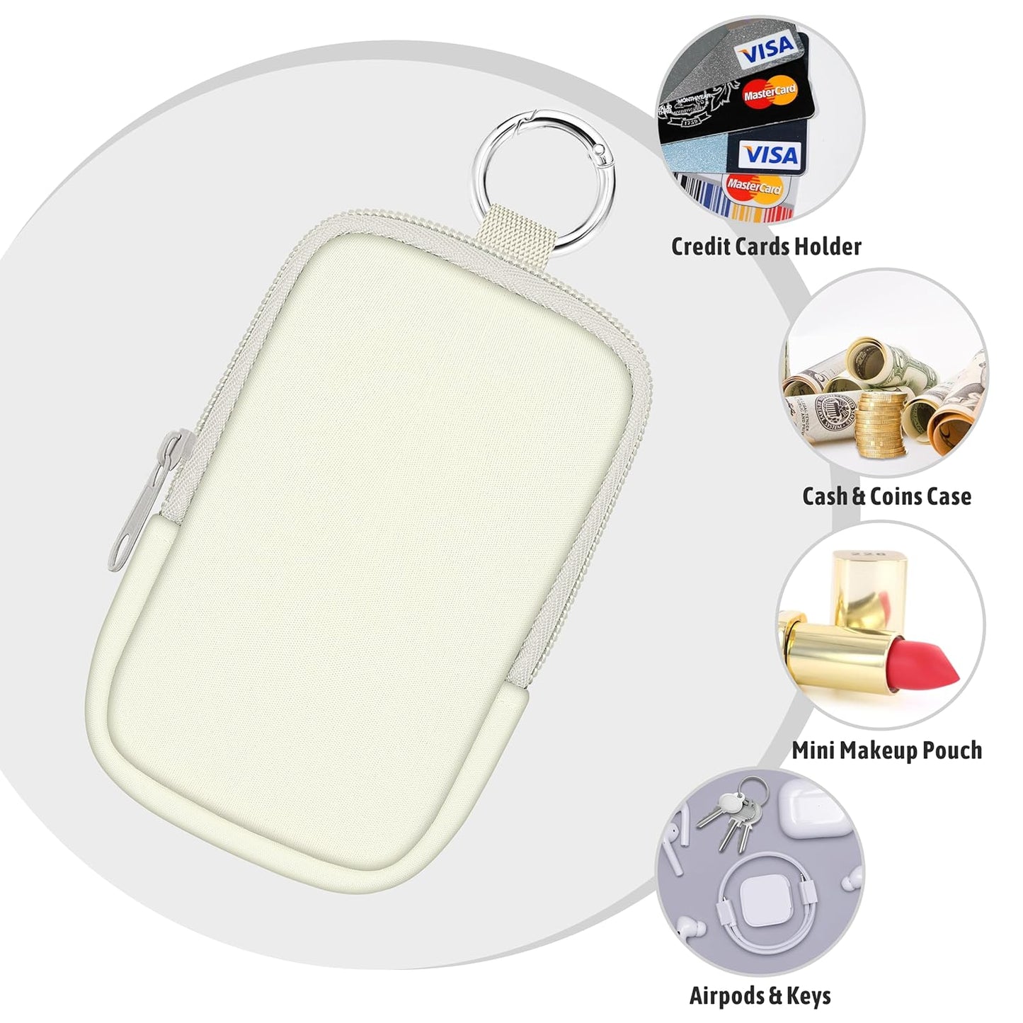 Hand Sanitizer Spray Case, Hand Sanitizer Holder Zippered Pouch, Cute Fashion Accessory with Snap Hook for Glow Mist and Power Mist 1FL OZ, White