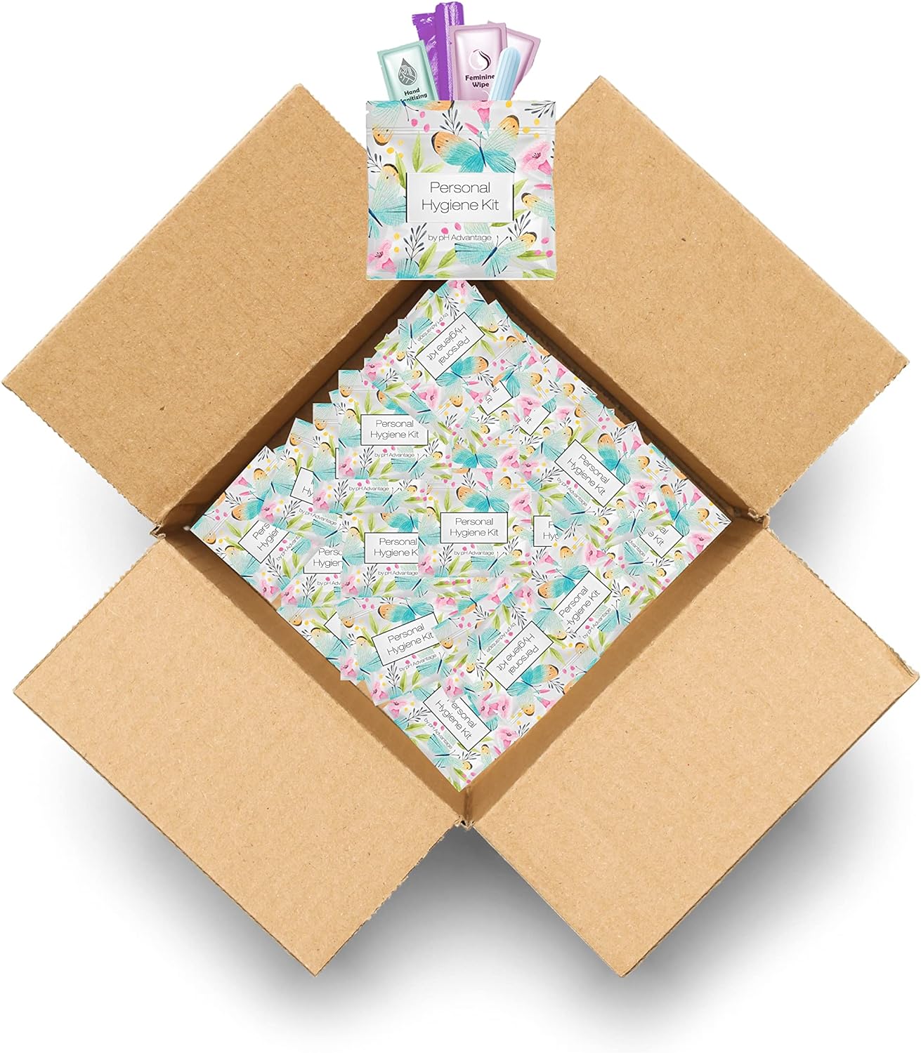 Butterfly Style Menstrual Kit All-in-One 100 Pack | Convenience on The Go | Period Kit Pack for Travelling, Tweens & Teenagers or just When You’re Out | Individually Wrapped Feminine Hygiene Product