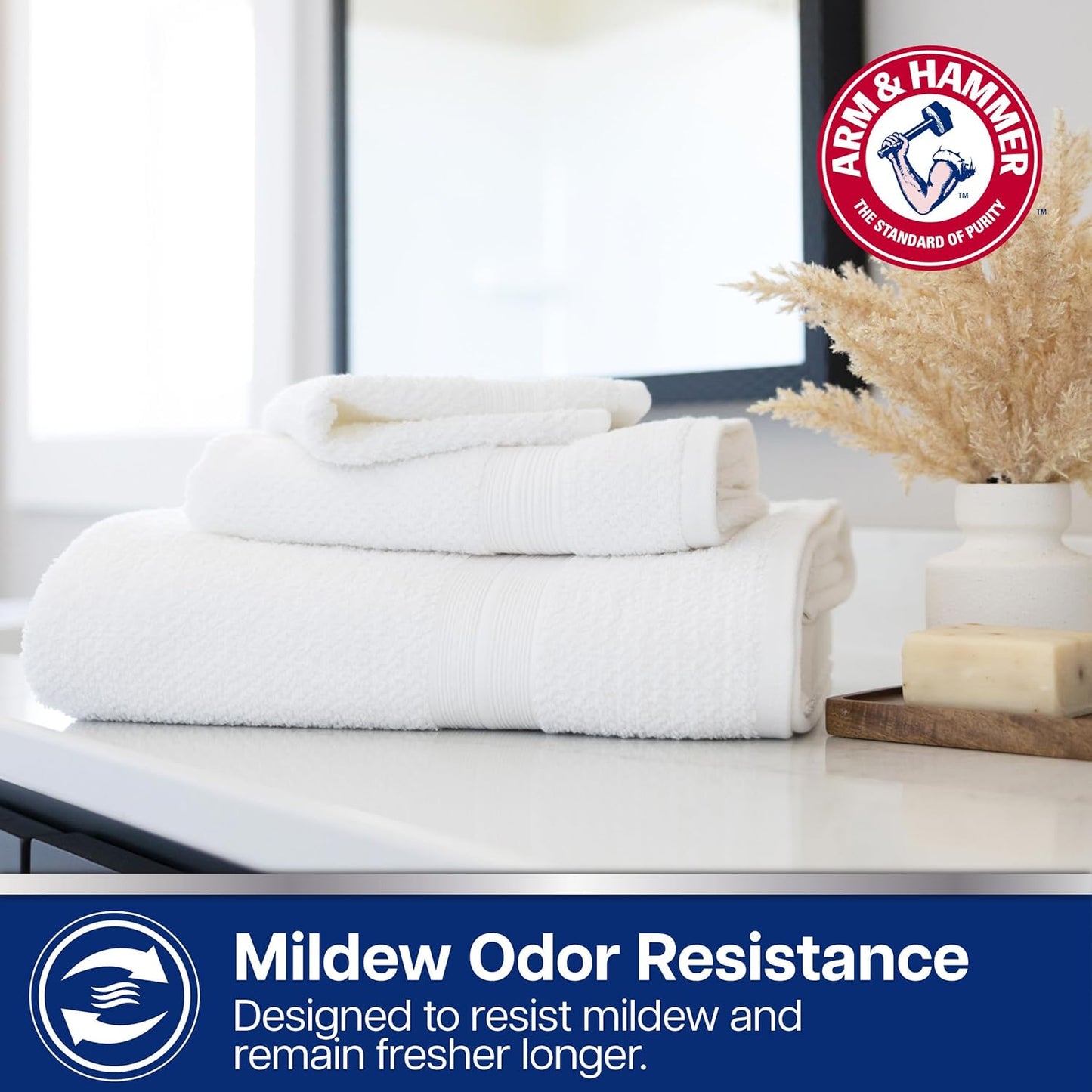 Arm & Hammer Quick Dry Bath Towels, 4 Piece, Light Grey