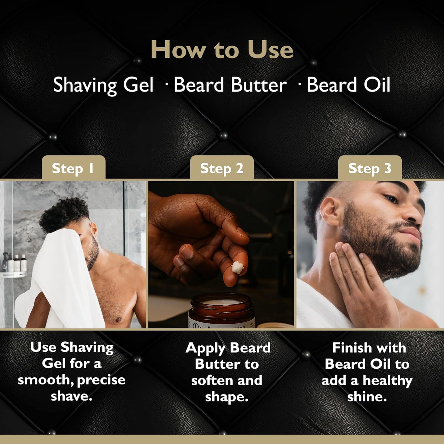 Beard Grooming Set – Beard Oil, Beard Butter & Shaving Gel – Hydrate, Soften & Style (3-pack, Saffron Ember)