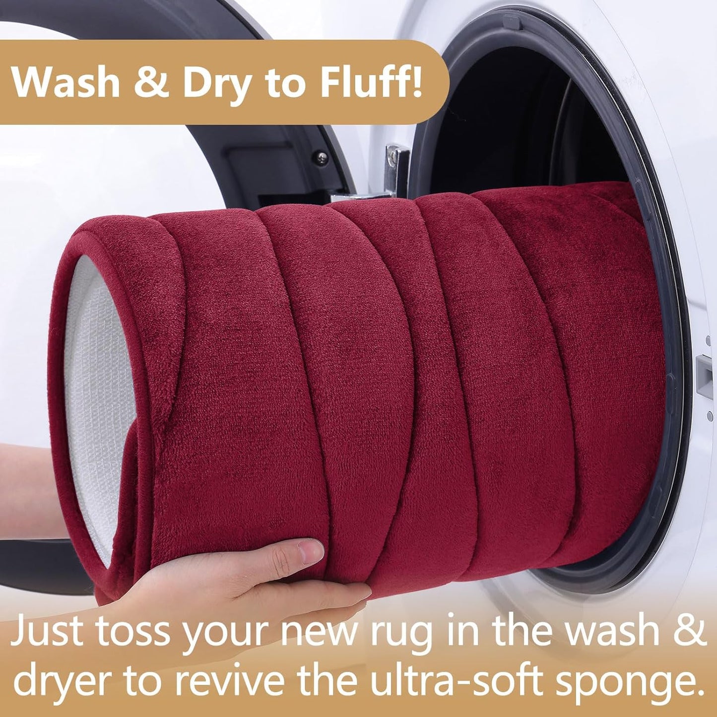 Buganda Memory Foam Bathroom Rug Mat 47x20, Extra Soft and Absorbent Bath Mats, Non-Slip and Machine Washable Bath Rugs for Bathroom Floor,Tub and Shower, Burgundy