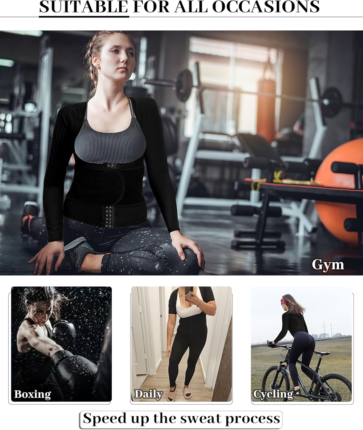 Sauna Suit for Women Slimming Shirt Sweat Vest Heat Trapping Tank Top Workout Shaperwear,Adjust Belt,Breathable Armpit