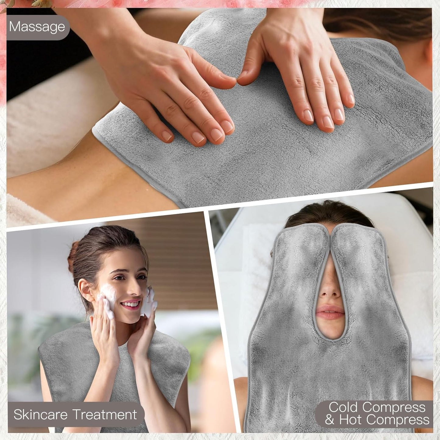 18PCS U-Shaped Microfiber Facial Towels for Estheticians,Ultra-Soft & Absorbent Spa Towels and Facial Spa Headband for Massage, Facial Steam & Skincare (Gray)