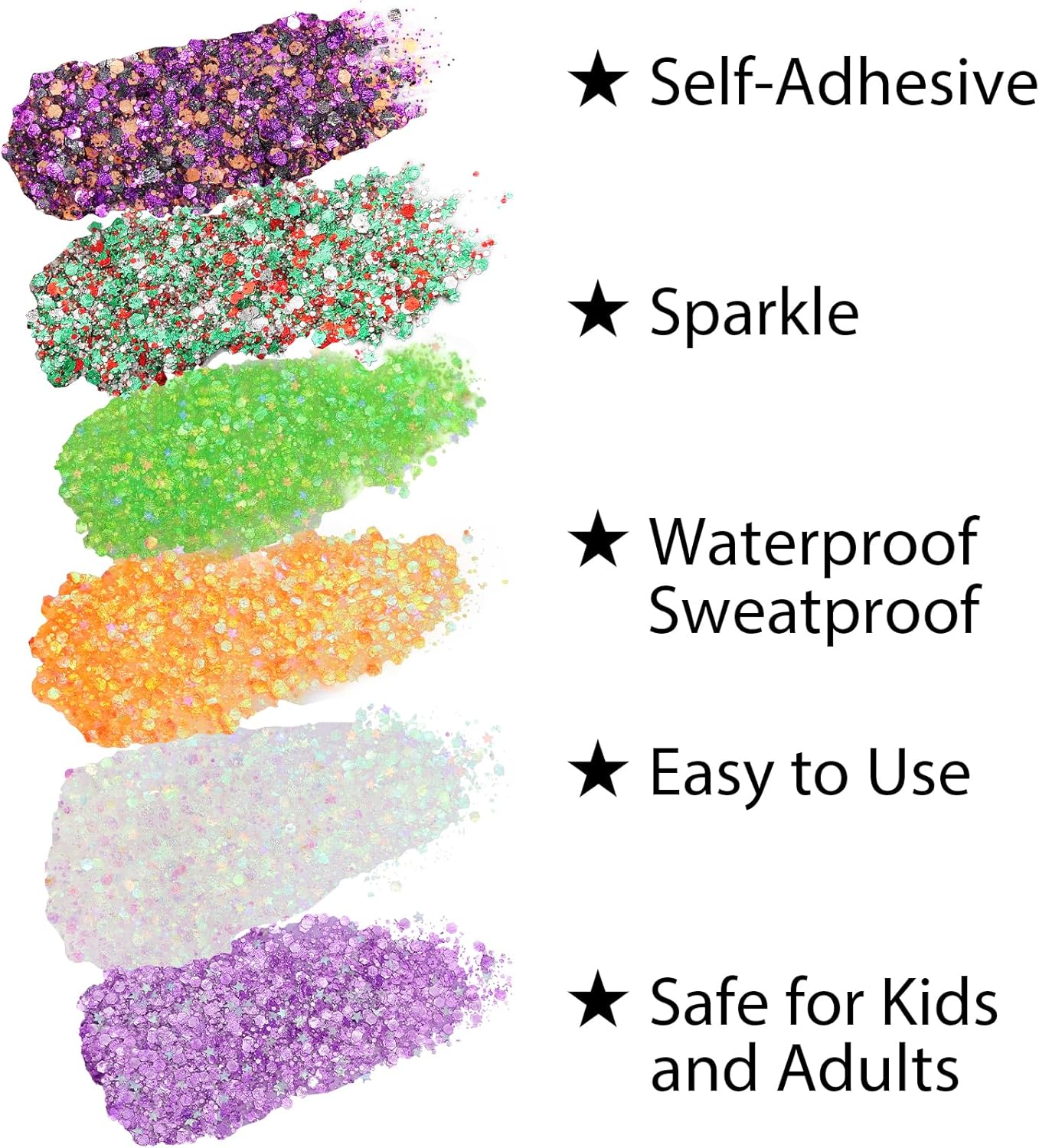 Mysense Iridescent White Body Glitter Stick, Face Hair Glitter Gel for Kids, Festival Rave Outfit Accessories for Women, Sparkling Mermaid Sequins Chunky Glitter Makeup, 0.56oz
