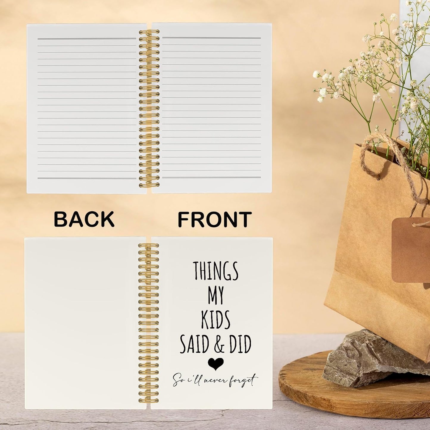 CUANFDDSF Parents Gifts Notebook, Mom and Dad Parents Gifts Journal Notebooks for Note Taking,Writing Pads,Things My Kids Say and Did Hardcover Spiral Notebook 5.5x8.3 Inch