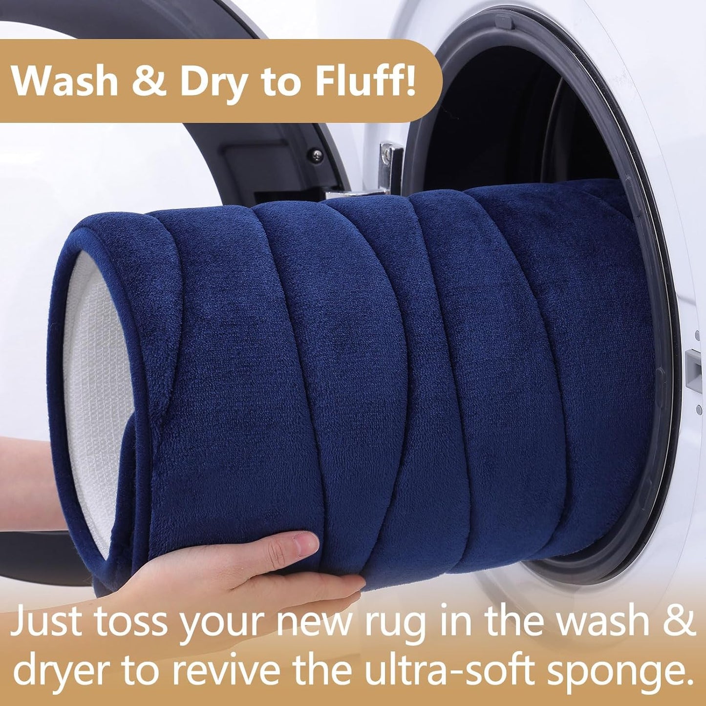 Buganda Memory Foam Bathroom Rug Mat 70x24, Extra Soft and Absorbent Bath Mats, Non-Slip and Machine Washable Bath Rugs for Bathroom Floor,Tub and Shower, Navy