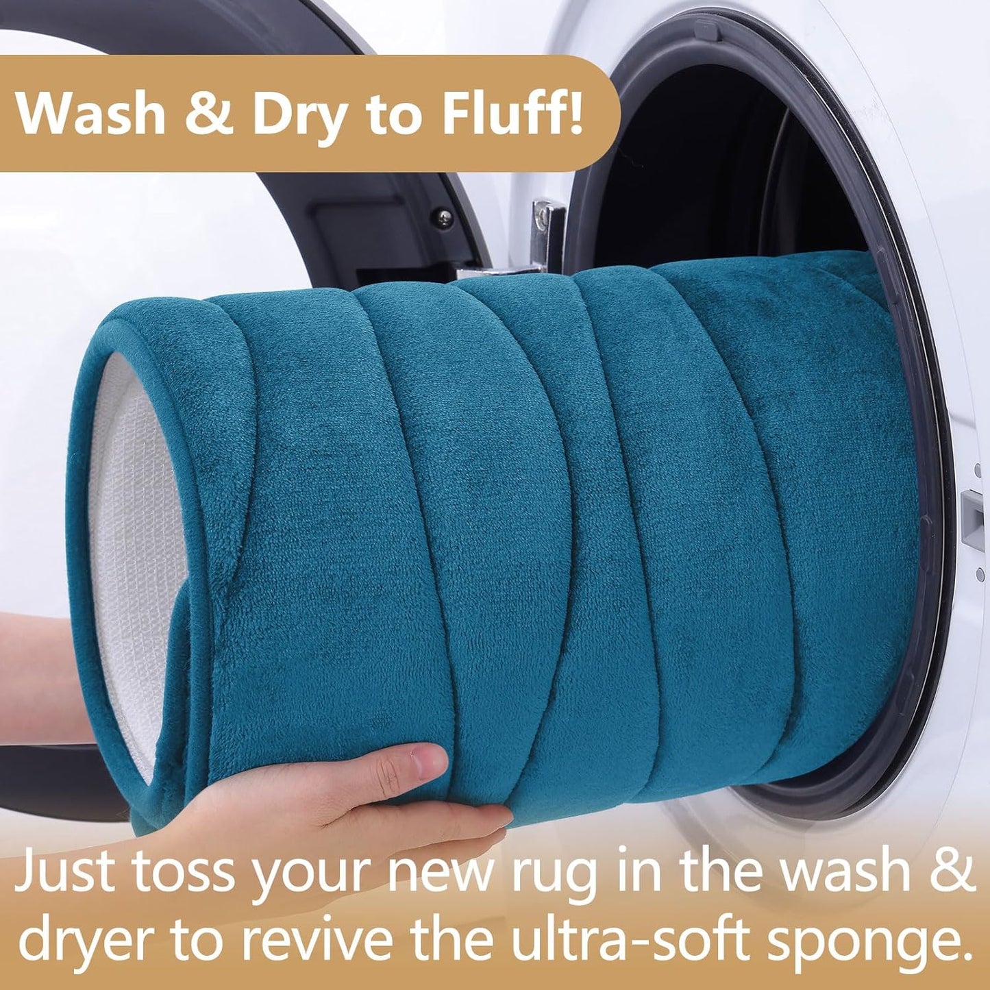 Buganda Memory Foam Bathroom Rug Mat 59x20, Extra Soft and Absorbent Bath Mats, Non-Slip and Machine Washable Bath Rugs for Bathroom Floor,Tub and Shower, Peacock Blue